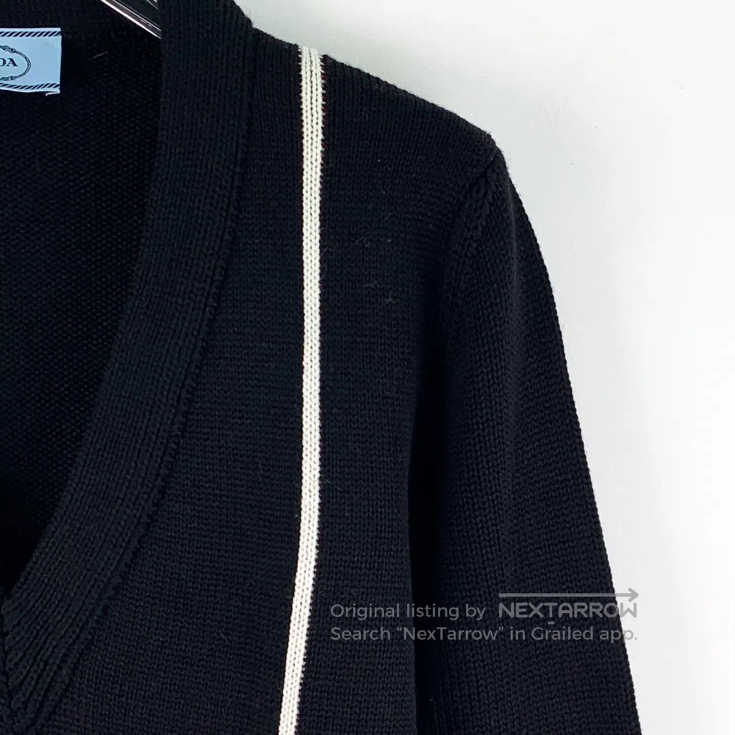Prada Prada Black Pattern Embroidered Cashmere V-neck Long Sleev Size US XS / EU 42 / 0 - 3 Thumbnail