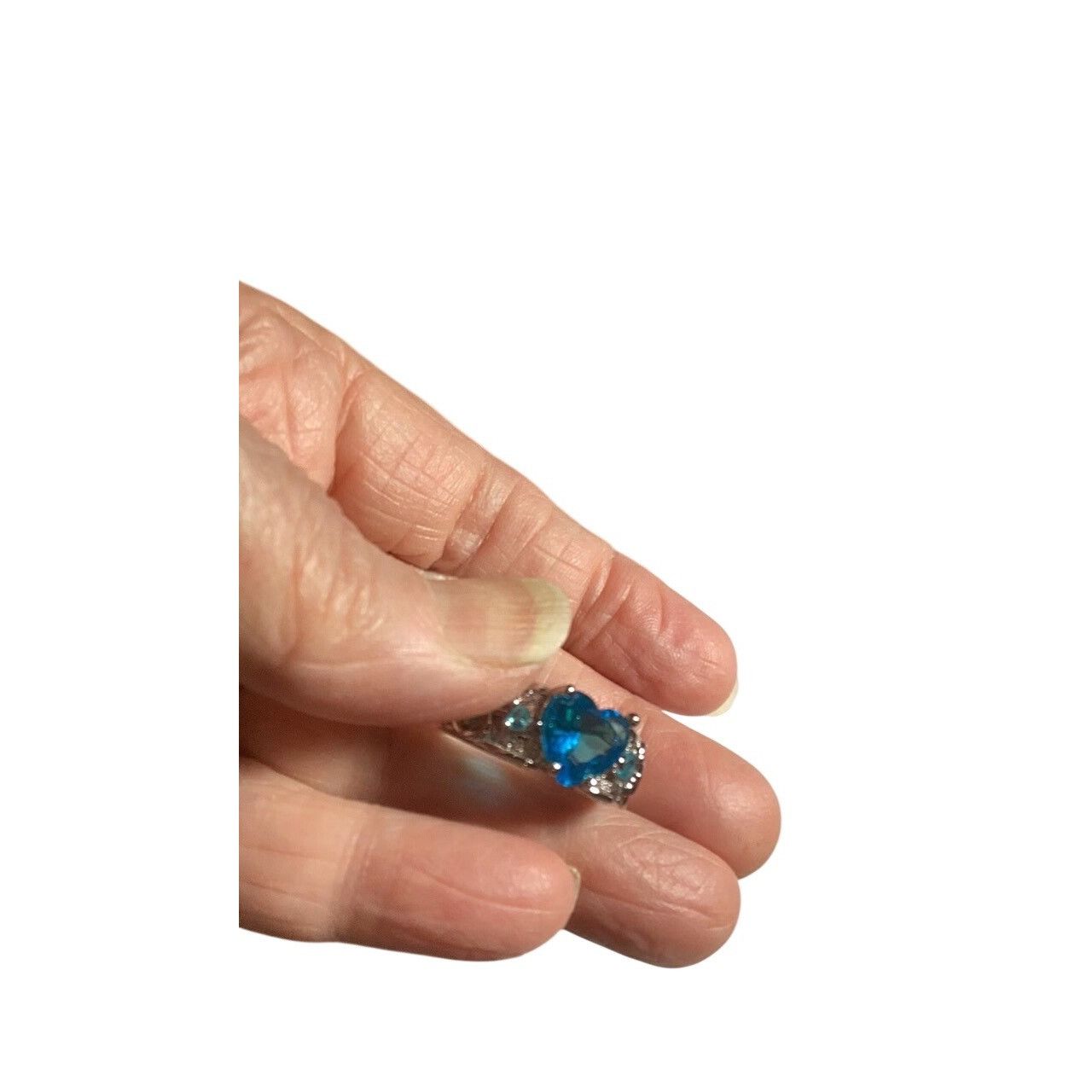 Other Blue Topaz Heart .925 Silver Ring Intricate Filigree Size 9 Size ONE SIZE - 3 Thumbnail