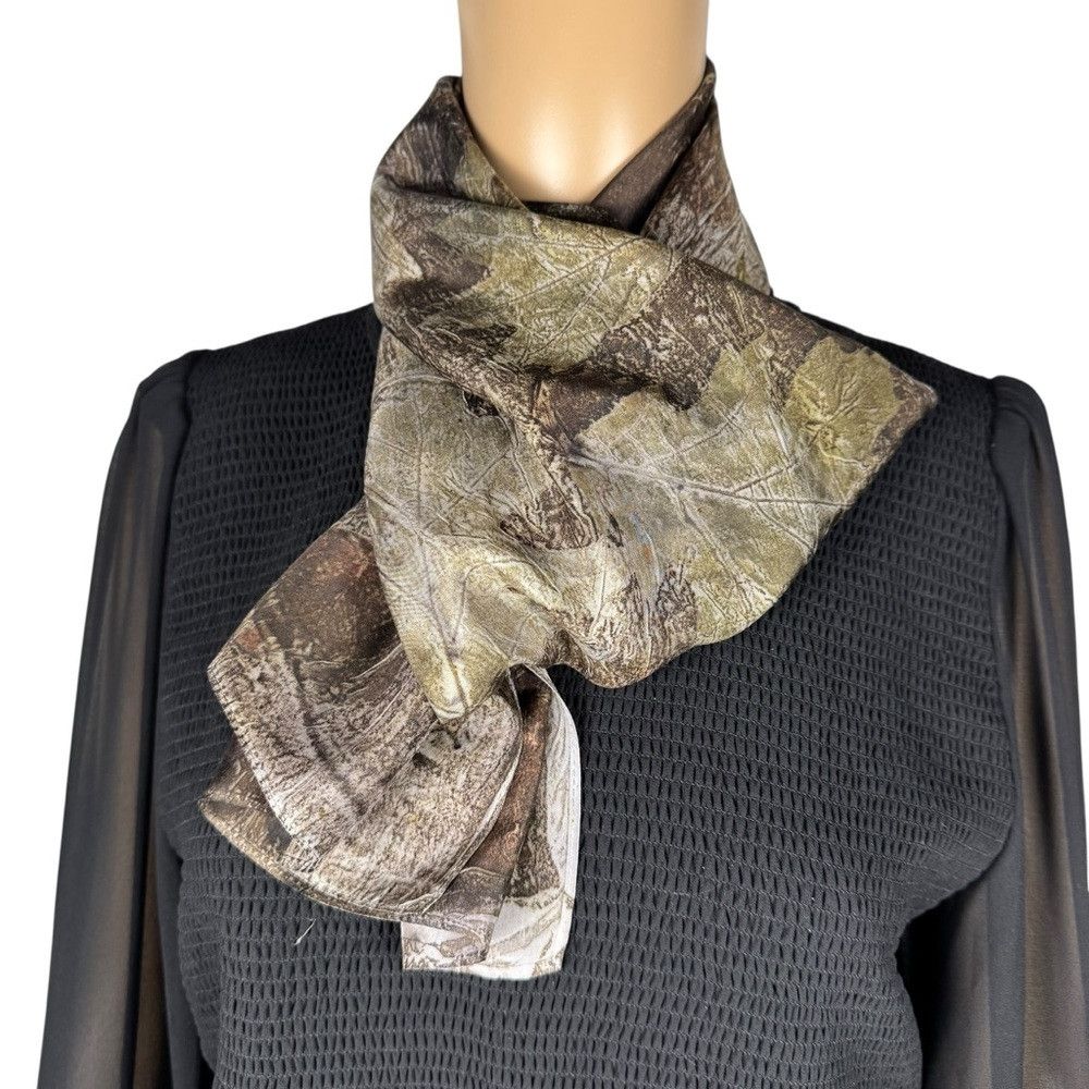 Other New 100% Silk Hand Dyed Leaves Ecoprint Rectangle Scarf 11' Size ONE SIZE - 3 Thumbnail