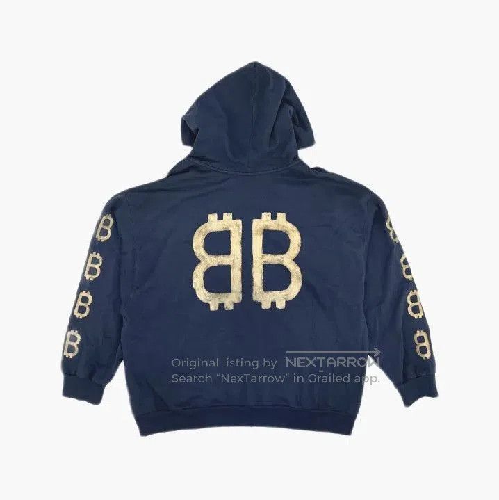 Balenciaga Balenciaga Logo Print Hooded Sweatshirt in Navy. Size US L / EU 52-54 / 3 - 3 Thumbnail
