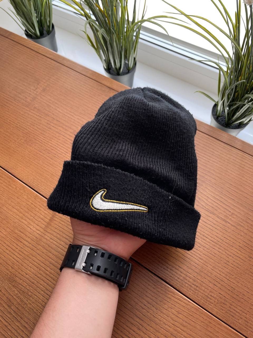 90s y2k old NIKE 銀タグ knit CAP vintage 黒黄 76401e02400f7c5f2699cf17e5f1ca