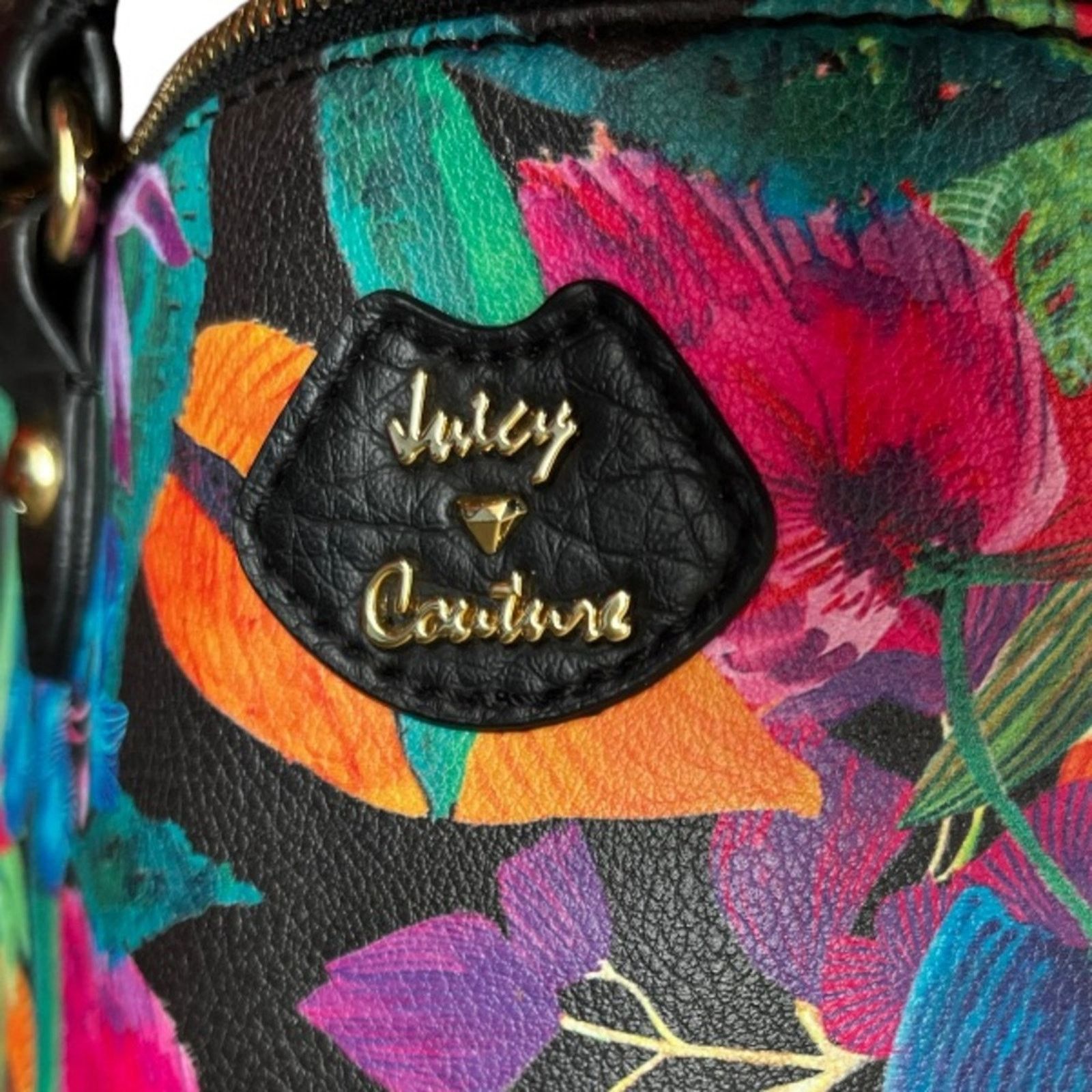 Juicy Couture Juicy Couture Black Faux Tropical Floral Print Bag Size ONE SIZE - 5 Thumbnail