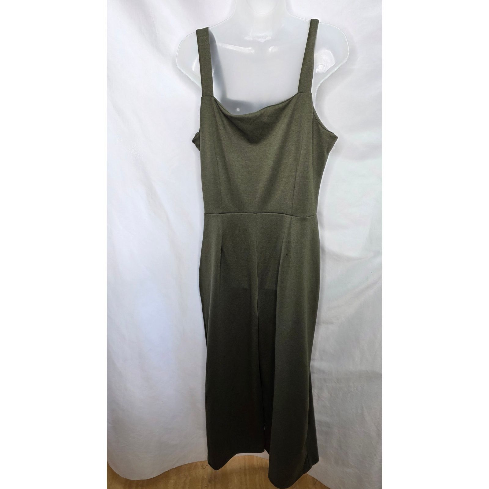 Gap GAP Olive Green Sleeveless Wide Leg Jumpsuit Square Neck Size L / US 10 / IT 46 - 11 Thumbnail