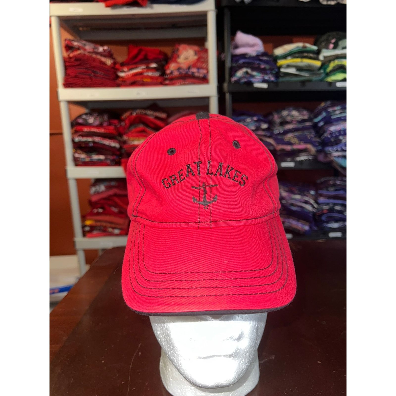 Vintage Great Lakes Hat Momentum Outfitters Red Graphic Cap Headwear Size ONE SIZE - 1 Thumbnail
