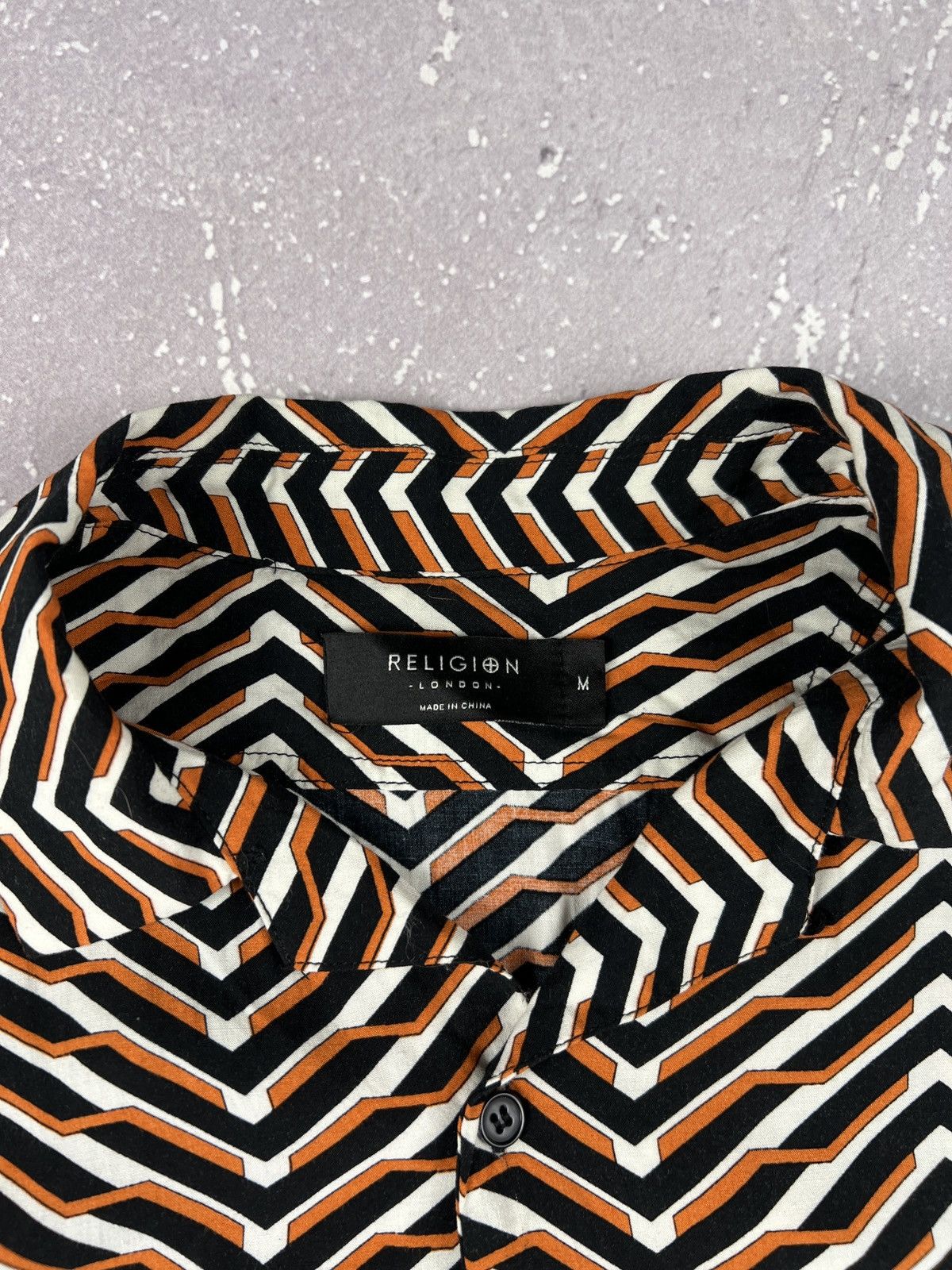 Allsaints Religion Camp Collar Geometric Print S/S Viscose Shirt Size US M / EU 48-50 / 2 - 6 Thumbnail
