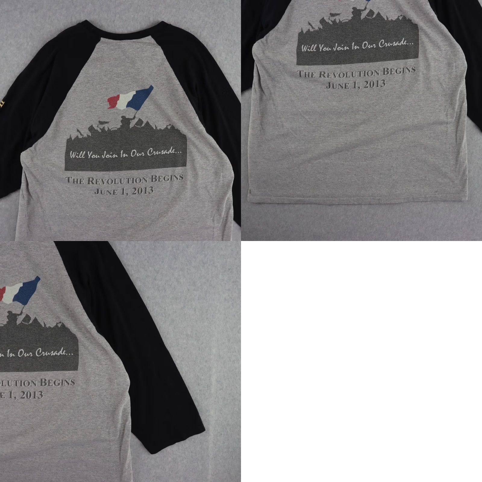 Anvil Les Misérables Adult Shirt L Gray Double-Sided Graphic Raglan ANVIL Mens Size US L / EU 52-54 / 3 - 10 Thumbnail