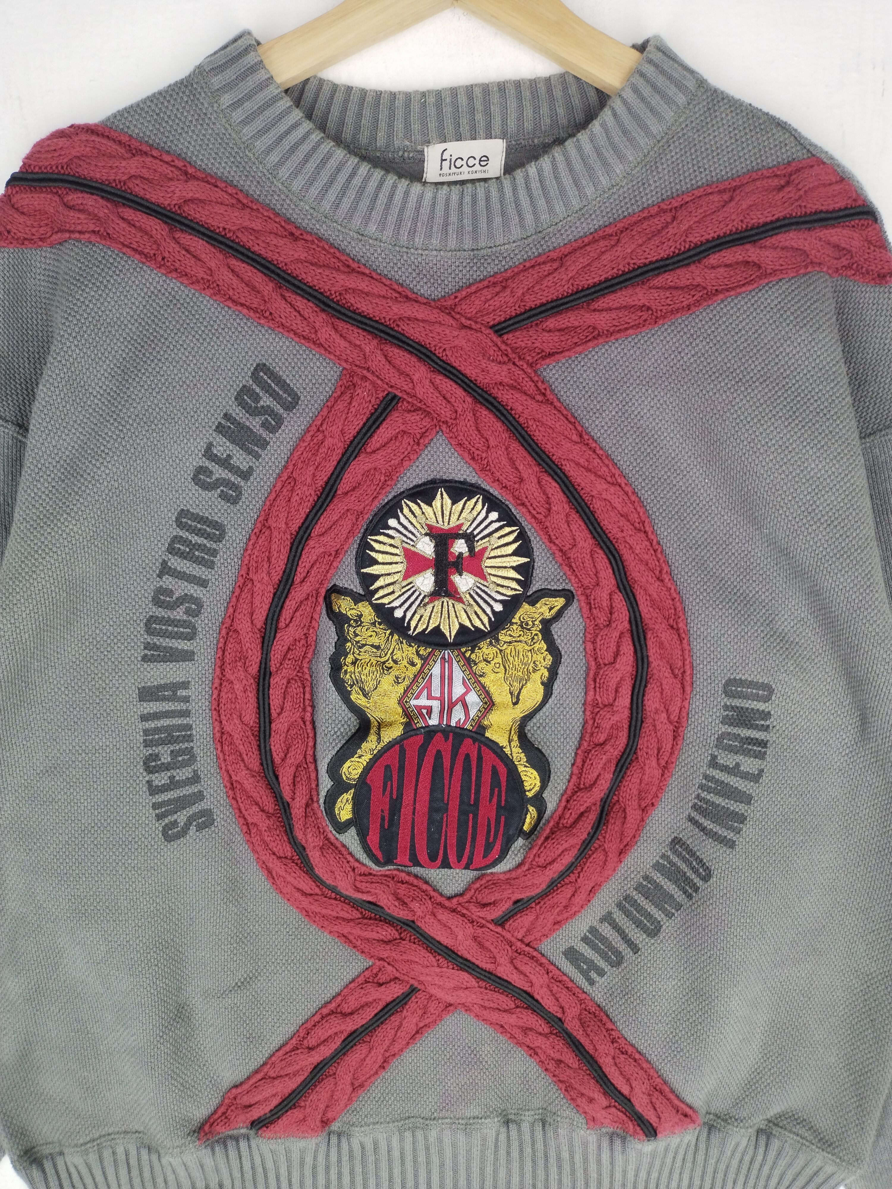 Yoshiyuki Konishi 1980's Ficce Embroidery Autunno Inverno Sweatshirt Size US L / EU 52-54 / 3 - 4 Thumbnail