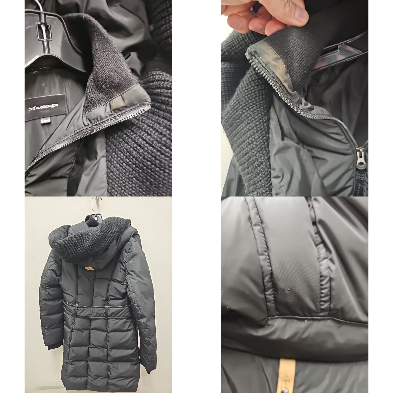Mackage MACKAGE Brigid Knit Trim Down Coat/Jacket Sz: Medium Mens Womens Spring 37 Long Black Down Coat with Zip Hoodie Parka Size M / US 6-8 / IT 42-44 - 8 Thumbnail