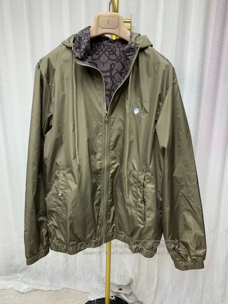 Hermes Hermes Coffee-colored geometric pattern printed reversible Size L / US 10 / IT 46 - 1 Thumbnail