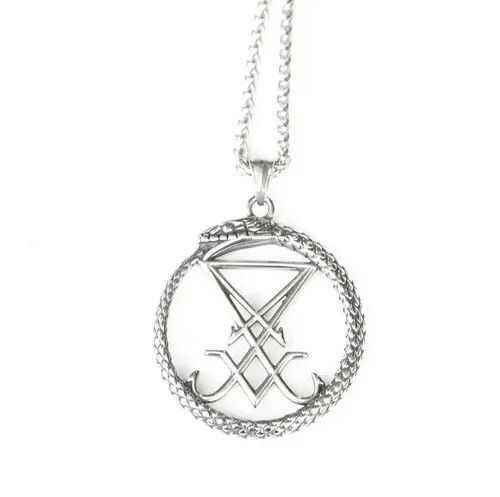 Goth Money Lucifer Symbol Steel Pendant + Chain goth satanic punk y2k Size ONE SIZE - 5 Thumbnail
