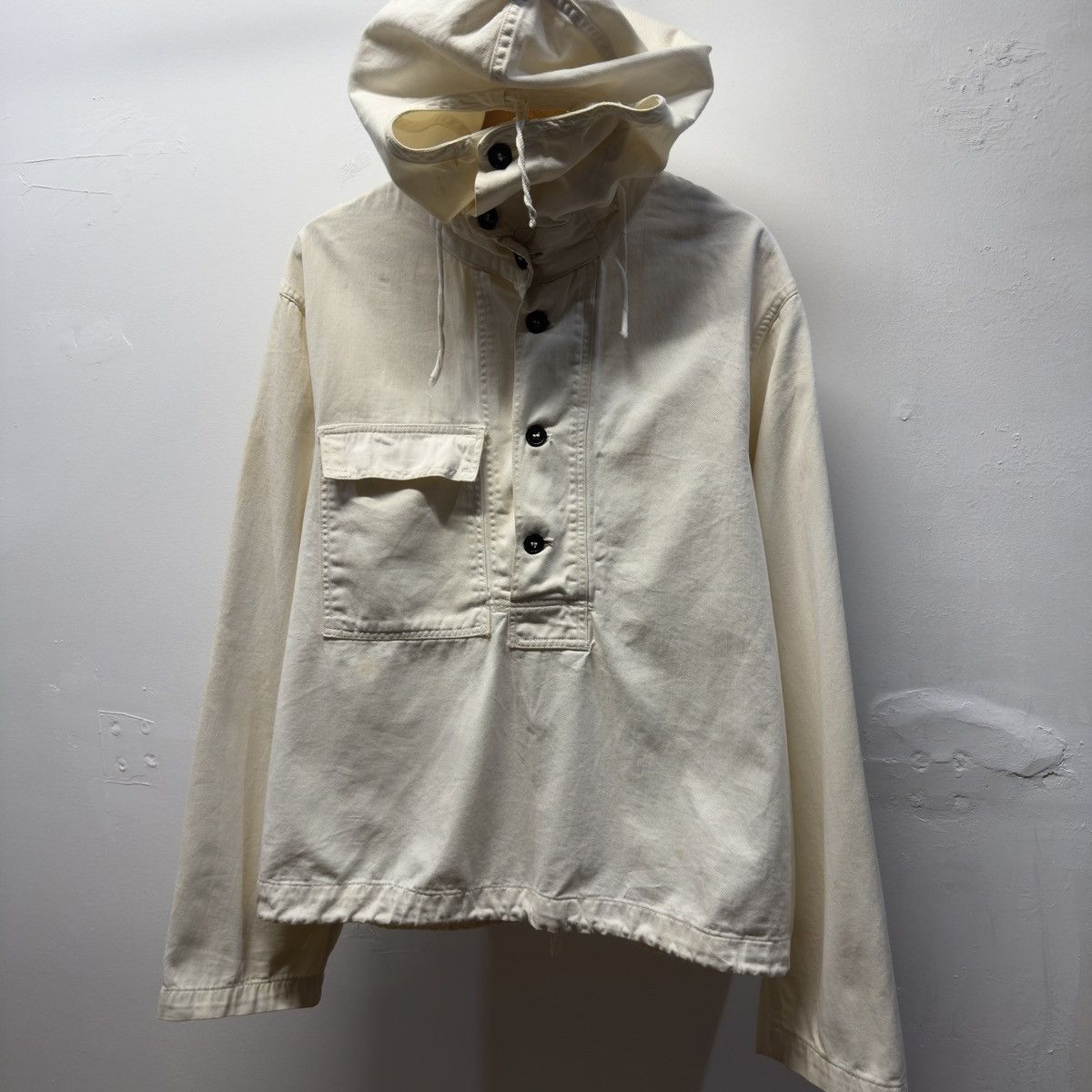 Vintage 40s WW2 US Navy Anti Gas Gunner Smock Jacket First Pattern Size US XL / EU 56 / 4 - 7 Thumbnail