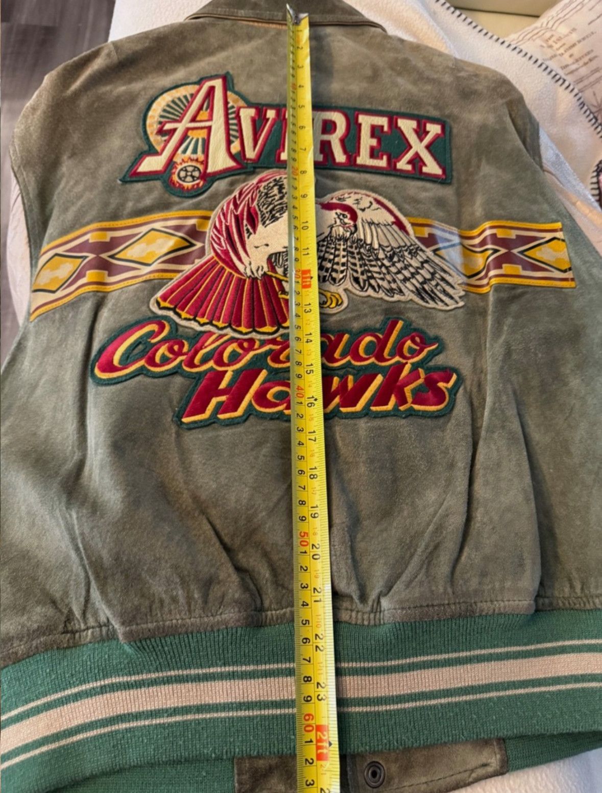 Avirex AVIREX COLORADO HAWKS GREEN SUEDE/LEATHER VARSITY JACKET (S) Size US S / EU 44-46 / 1 - 12 Thumbnail
