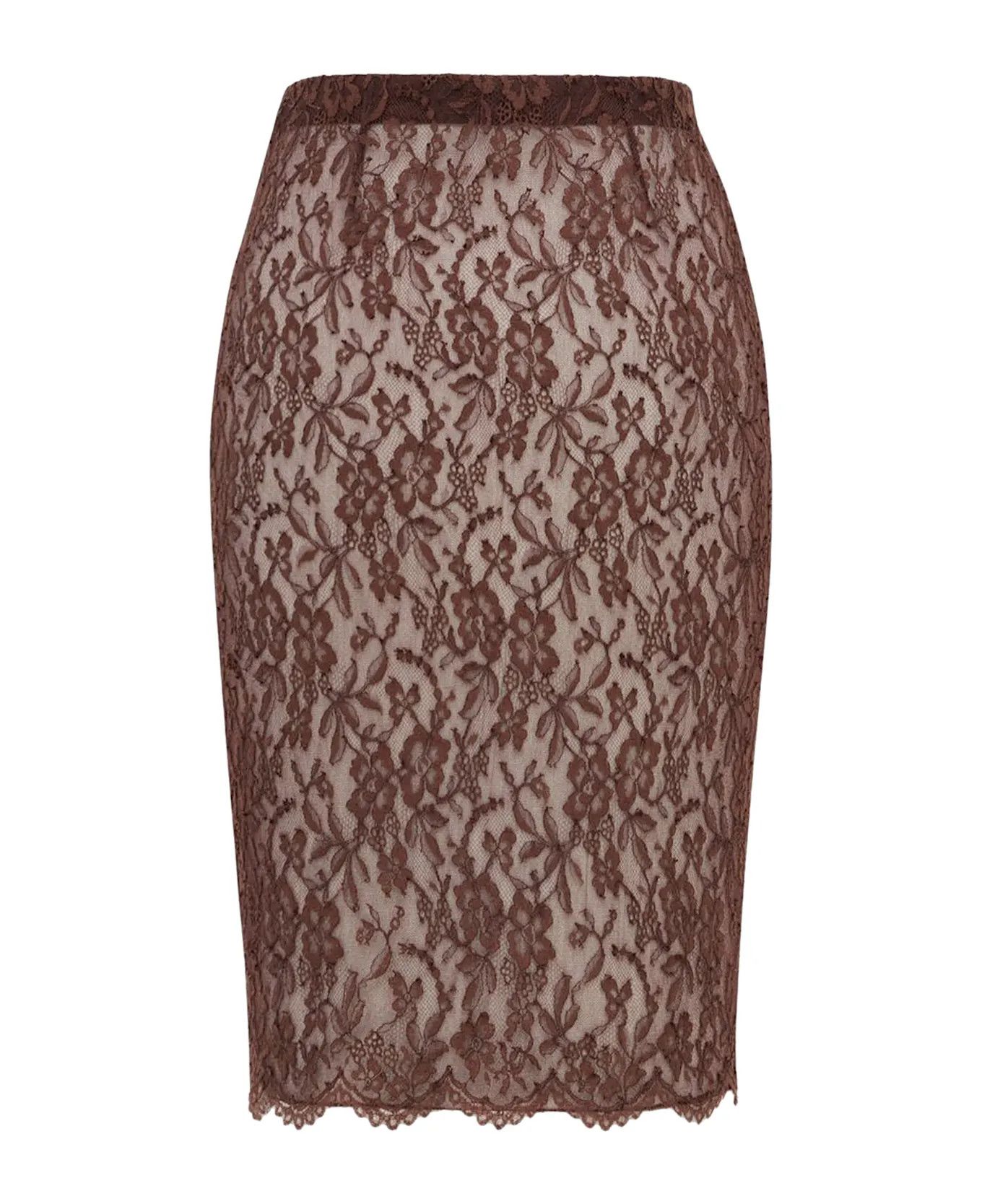 Saint Laurent Paris o1bcso1str0426 Lace Pencil Skirt in Brown Size 28" / US 6 / IT 42 - 2 Thumbnail