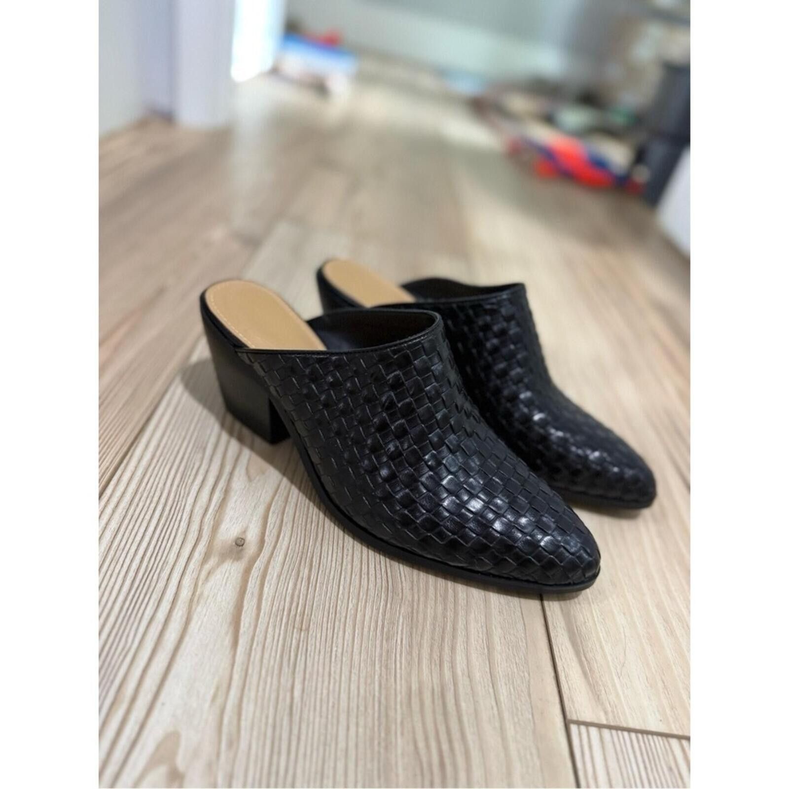 Other Black Woven Leather Mule Heels - Women Size US 9 / IT 39 - 2 Thumbnail
