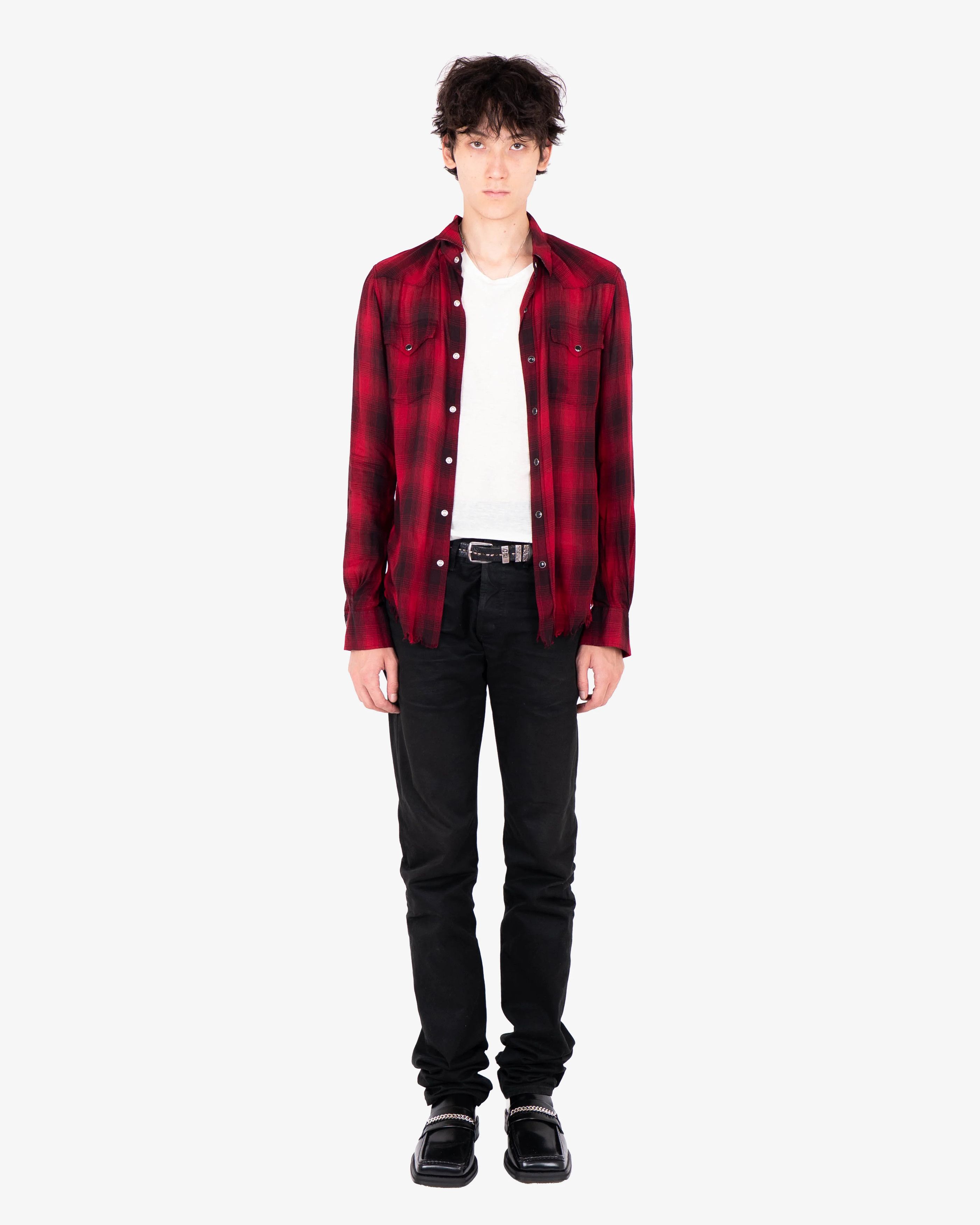 Saint Laurent Paris Red Checkered Flannel Shirt (SS16) Size US S / EU 44-46 / 1 - 10 Thumbnail