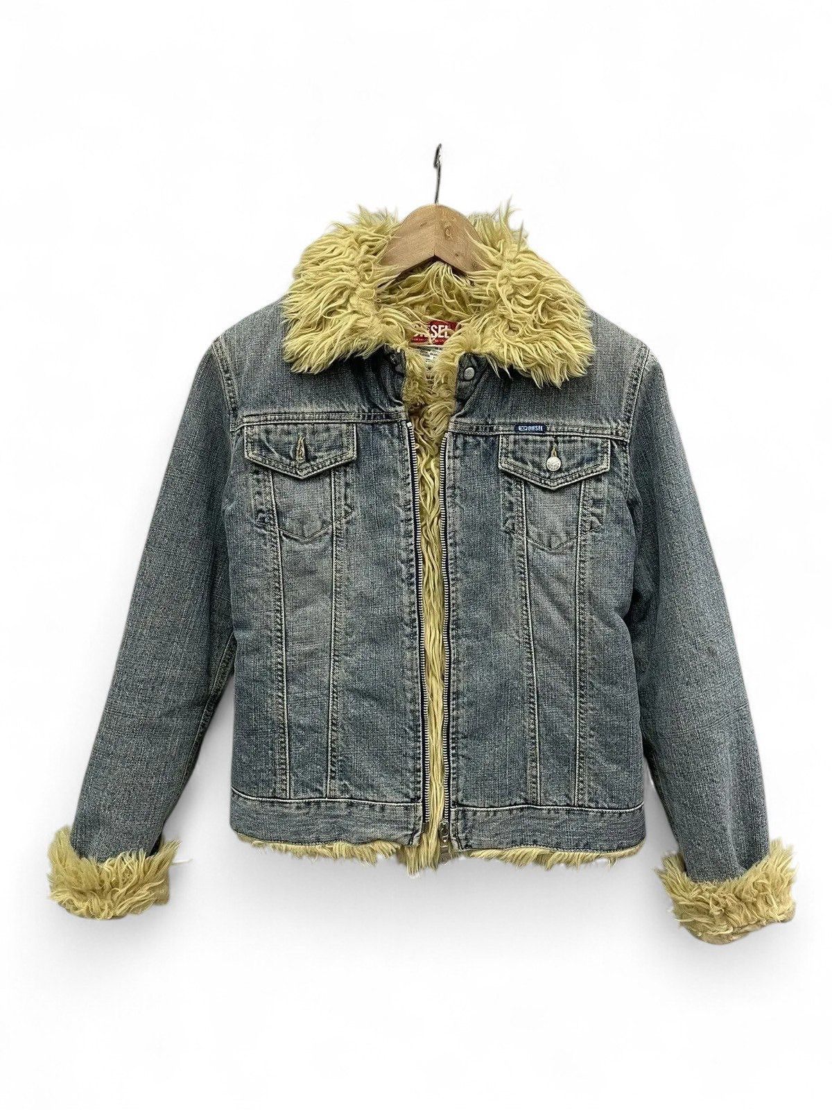 Diesel Diesel Blue Denim Jacket Faux Fur lining fashion Y2K Size S / US 4 / IT 40 - 1 Thumbnail