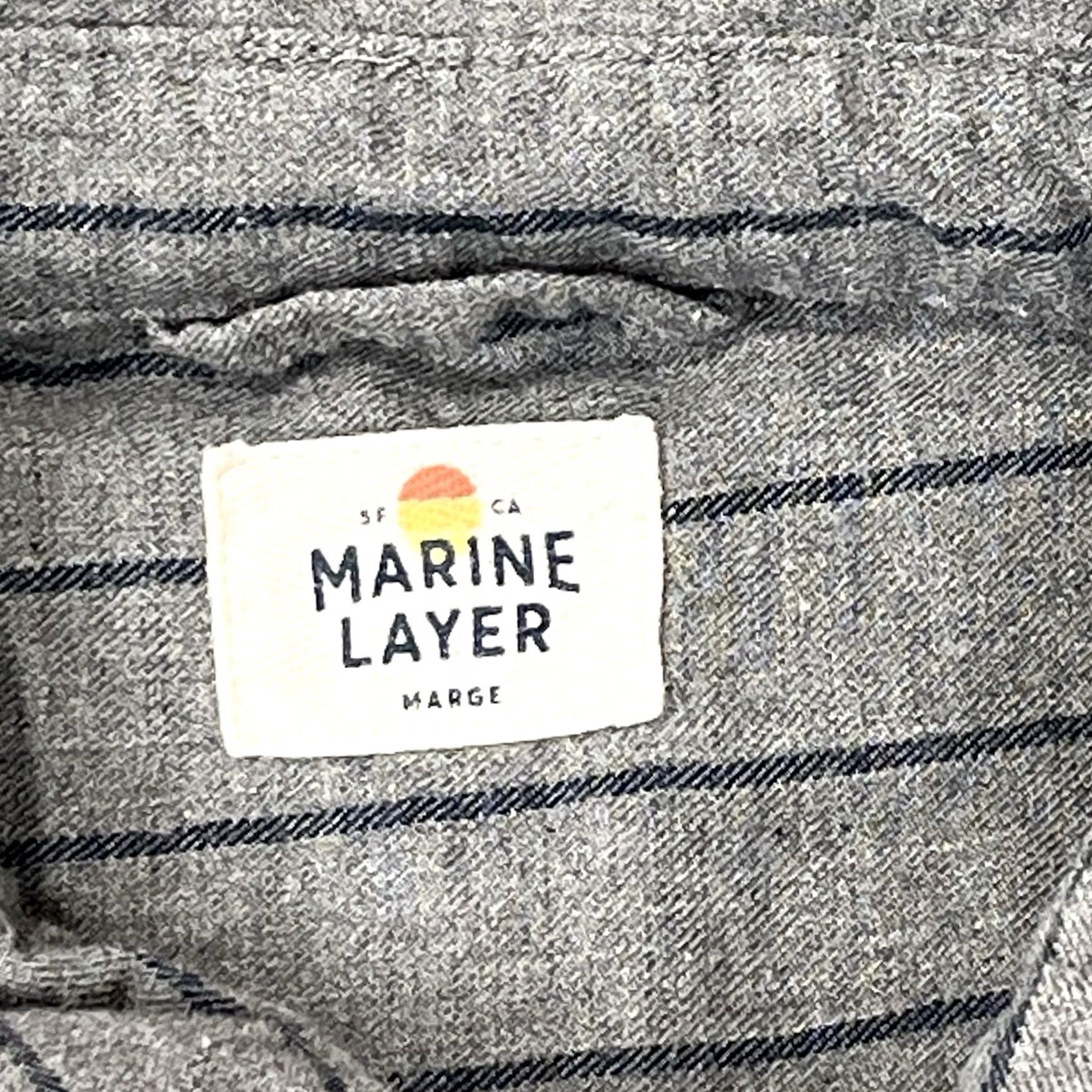 Marine Layer Marine Layer Button-Up Shirt Lightweight Cotton Blue Gray Stripes Long Sleeve Men LG Size US L / EU 52-54 / 3 - 3 Thumbnail