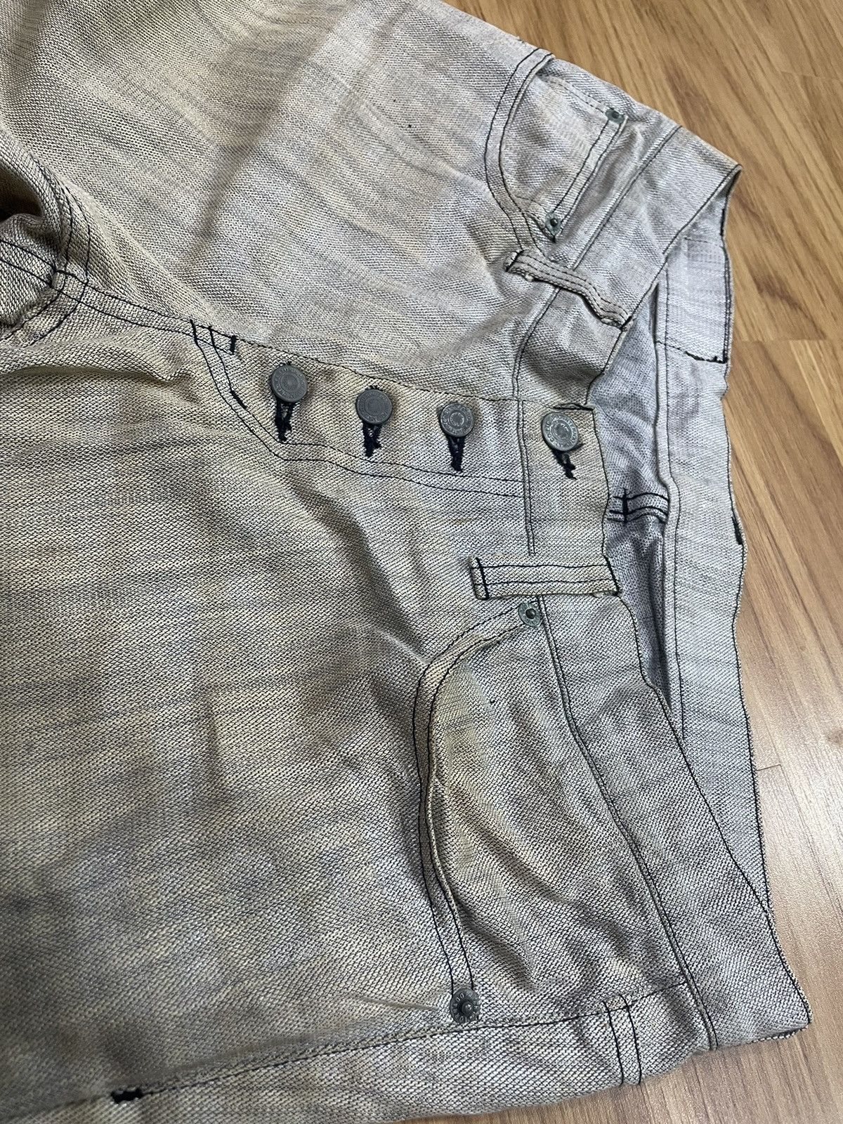 Tornado Mart Tornado Mart Waxed Silver Coated Flared Denim Pant Size US 32 / EU 48 - 10 Thumbnail