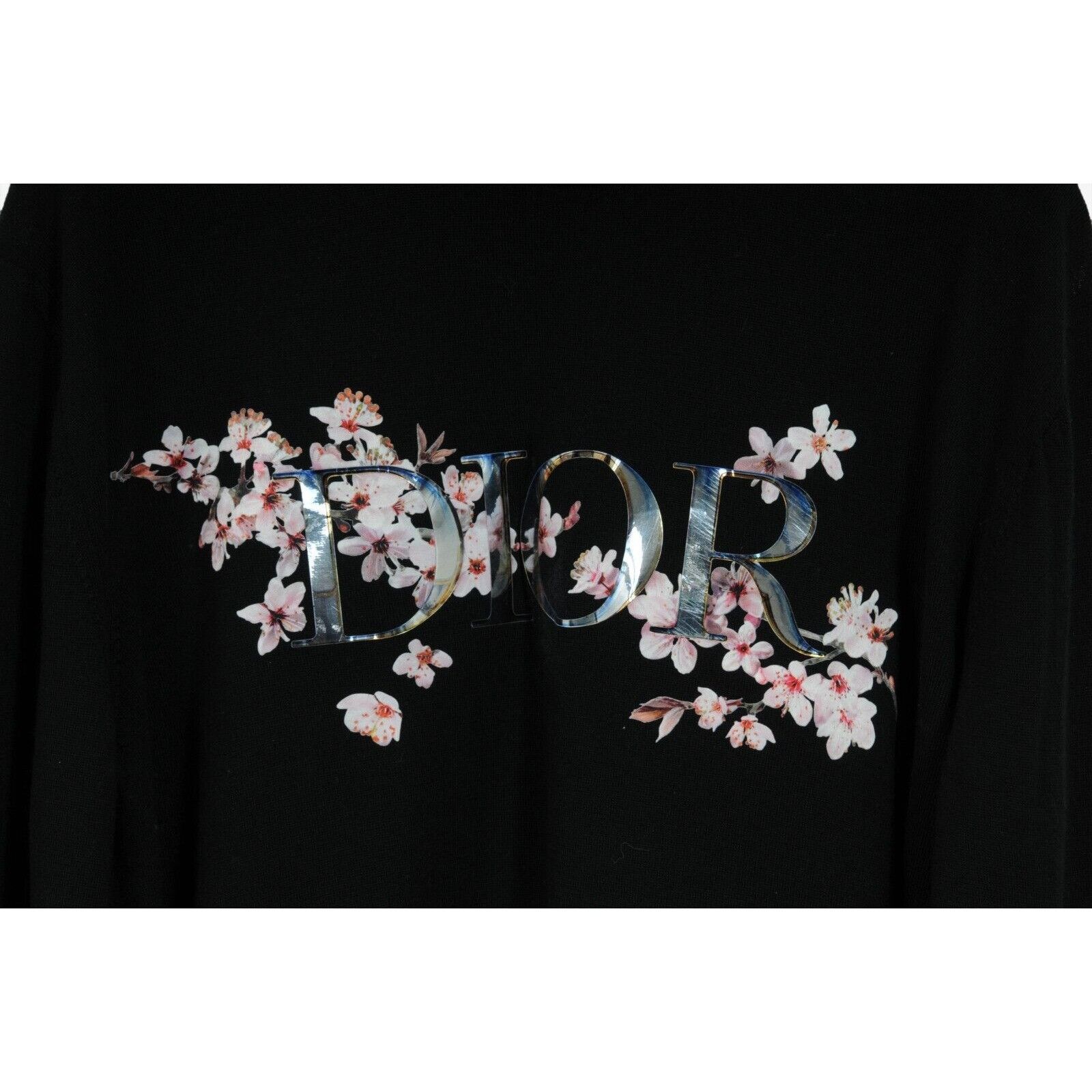 Dior Sorayama Floral Logo Sweater Black Wool Pullover Size US M / EU 48-50 / 2 - 3 Thumbnail