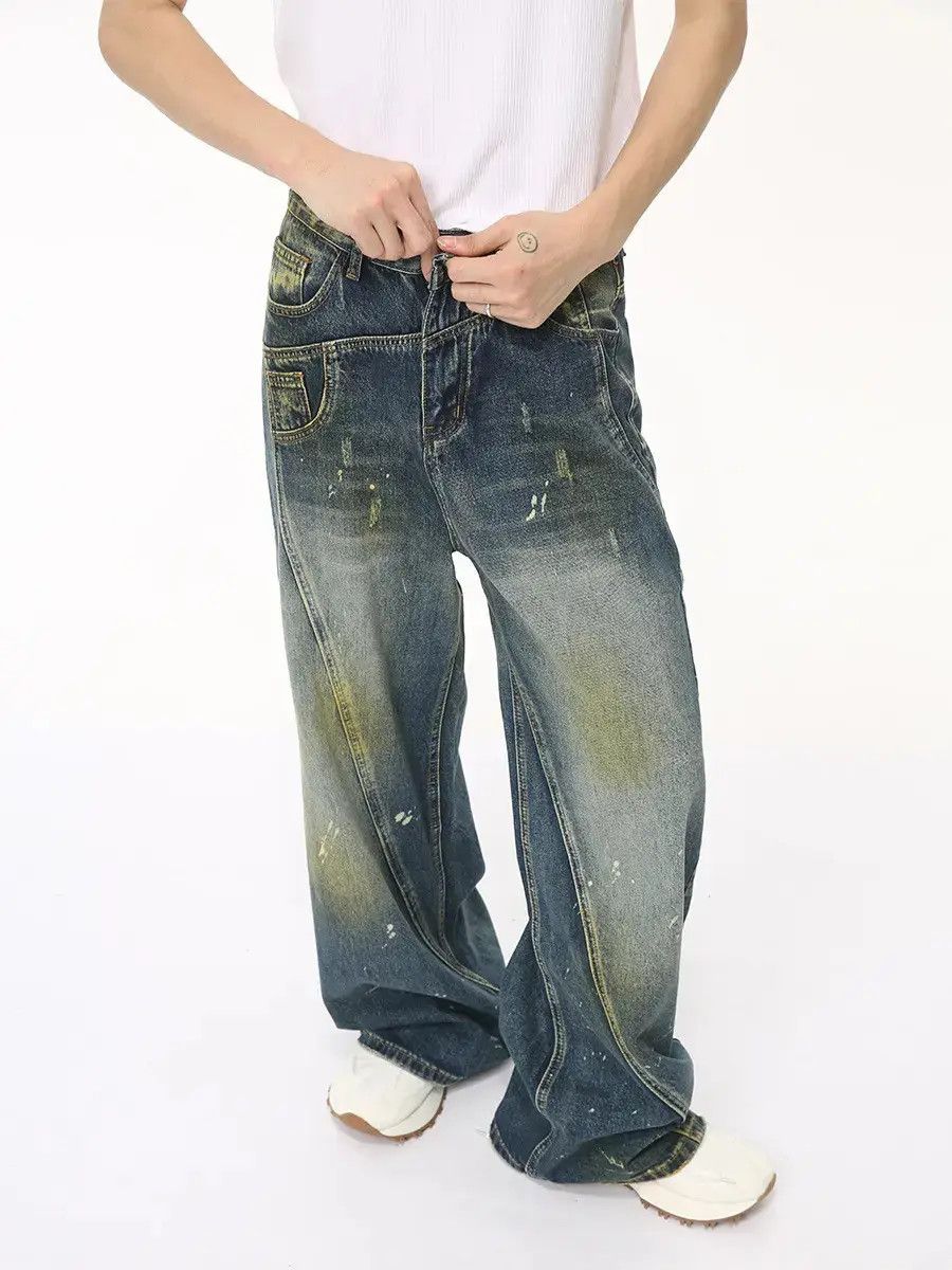 Japanese Brand Retro loose graffiti wide leg jeans Size US 32 / EU 48 - 2 Thumbnail