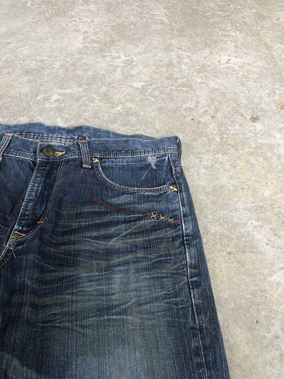If Six Was Nine Japanese Lee Flared Jeans Distressed Denim Size US 34 / EU 50 - 14 Thumbnail