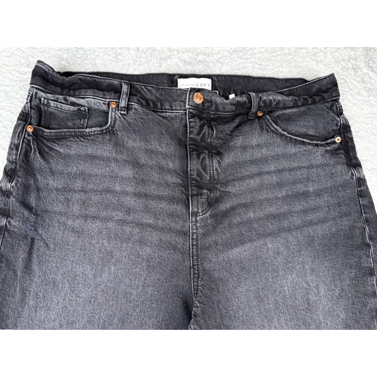 Loft LOFT Jeans Women Black 16 The Straight Crop Distressed High Rise 36x23 5-Pocket Denim Distressed Stretch Casual Modern Western 90s Love Mens? Size 38" / US 16 / IT 52 - 4 Thumbnail