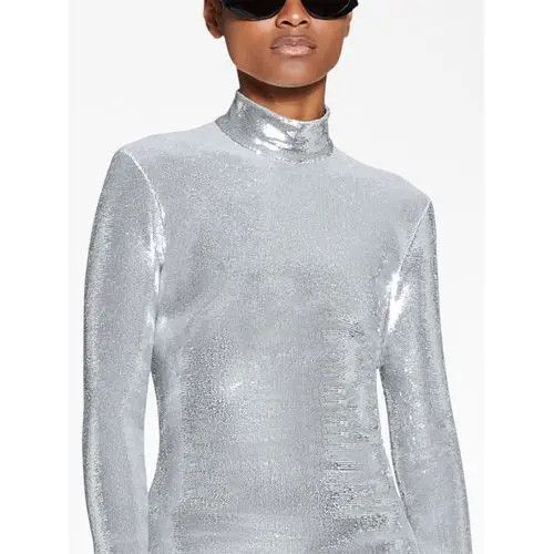 Balenciaga o1bcso1str1124 Turtleneck Crystal Dress in Silver Size XS / US 0-2 / IT 36-38 - 5 Thumbnail