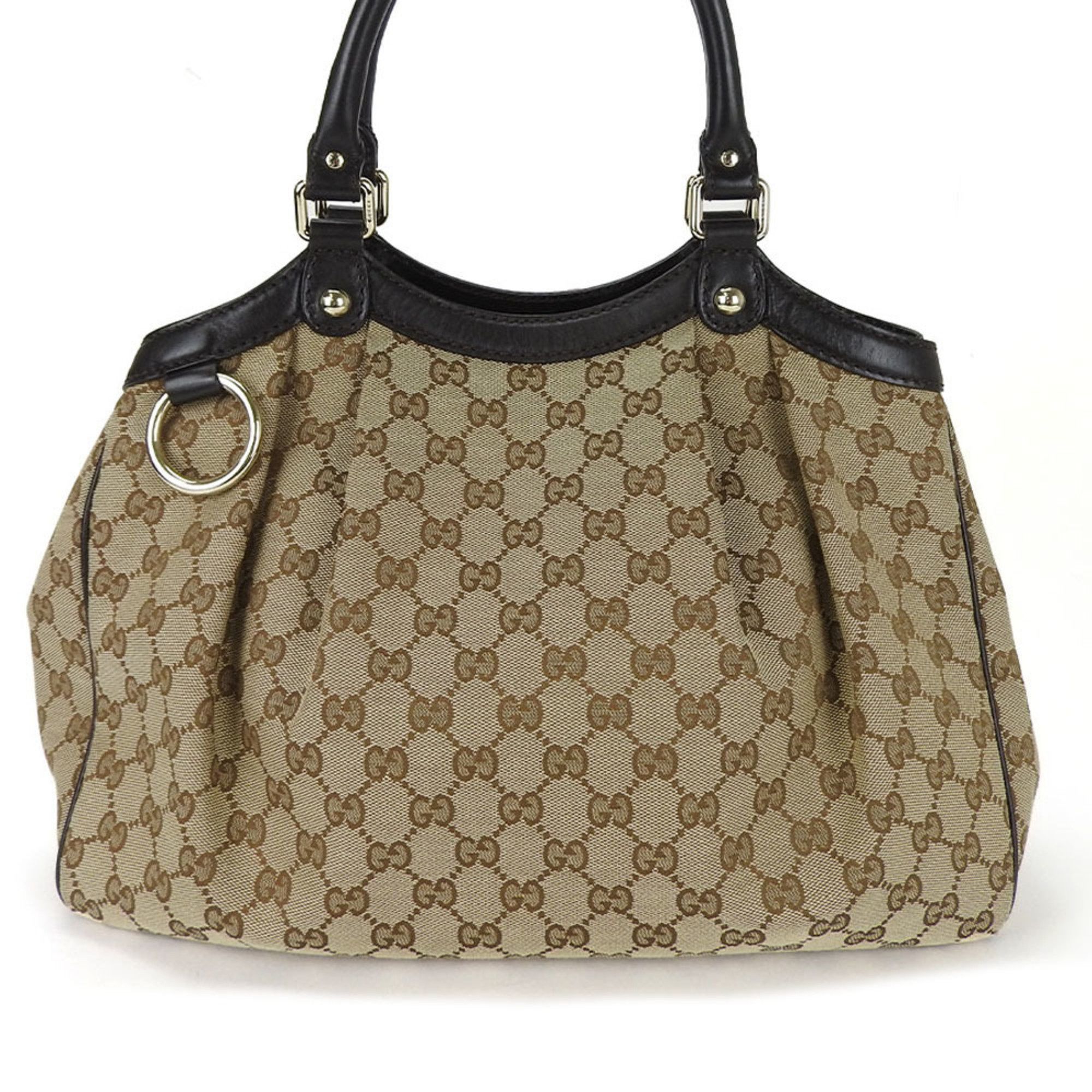 image of Gucci Tote Bag Sookie 211944 GG Canvas Leather Beige Dark Brown Ladies Bag Canvas Leather, Women's