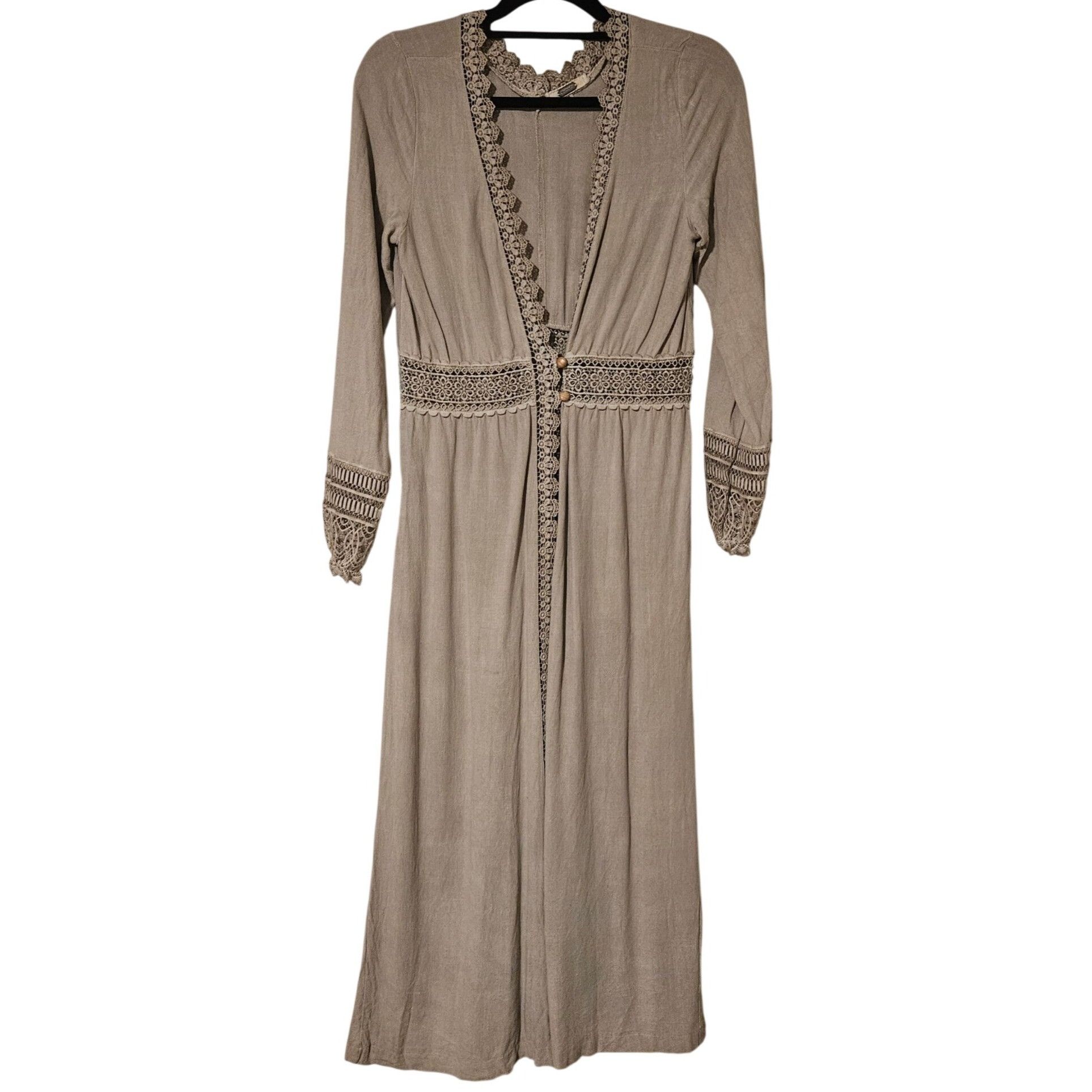 Other Gimmicks Tan Maxi Kimono Duster Lace S Resort wear Artisan N Size S / US 4 / IT 40 - 2 Thumbnail