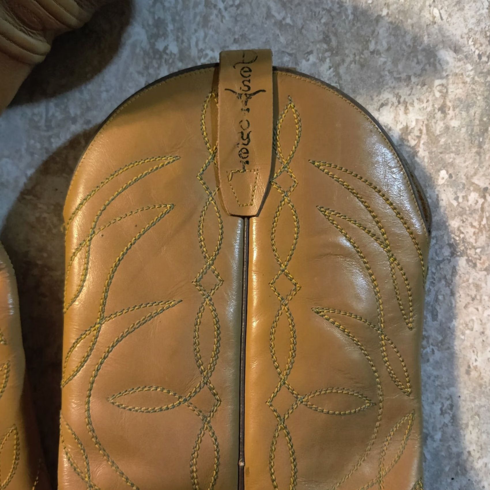 Vintage VINTAGE Destroyer Cowboy Boots Mens Size 8.5 Yellow Leather Western 1980s Boots Size US 9 / EU 42 - 4 Thumbnail