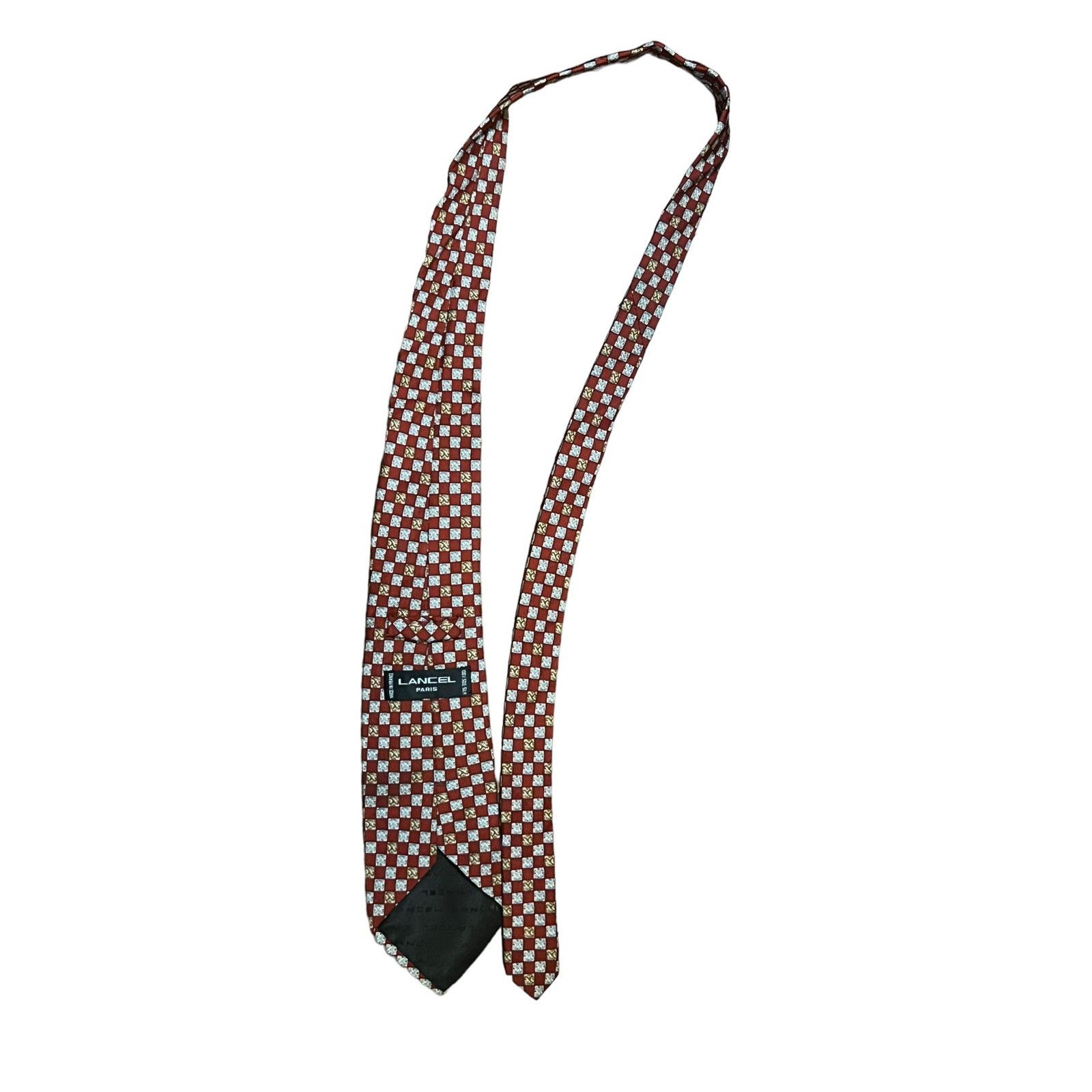 Lancel Lancel Paris Red Silk tie square designs Handmade France Size ONE SIZE - 2 Thumbnail