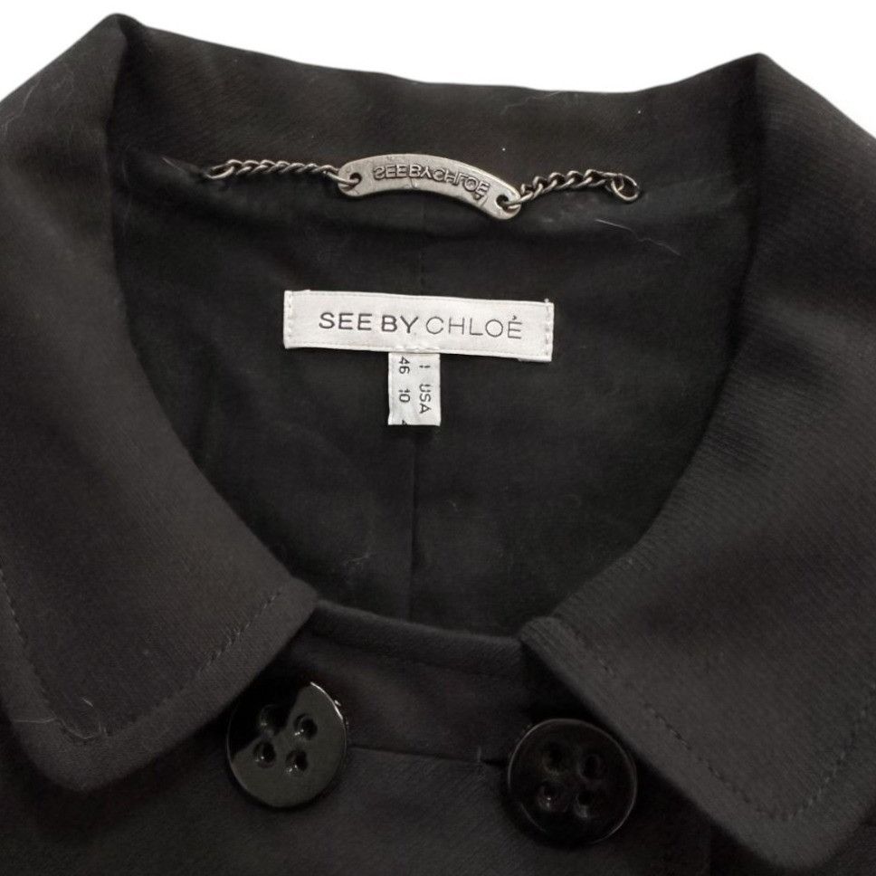 See by Chloe See by Chloe Black Cotton Pea Coat/Jacket, Size US10/Italy 4 Size L / US 10 / IT 46 - 17 Thumbnail