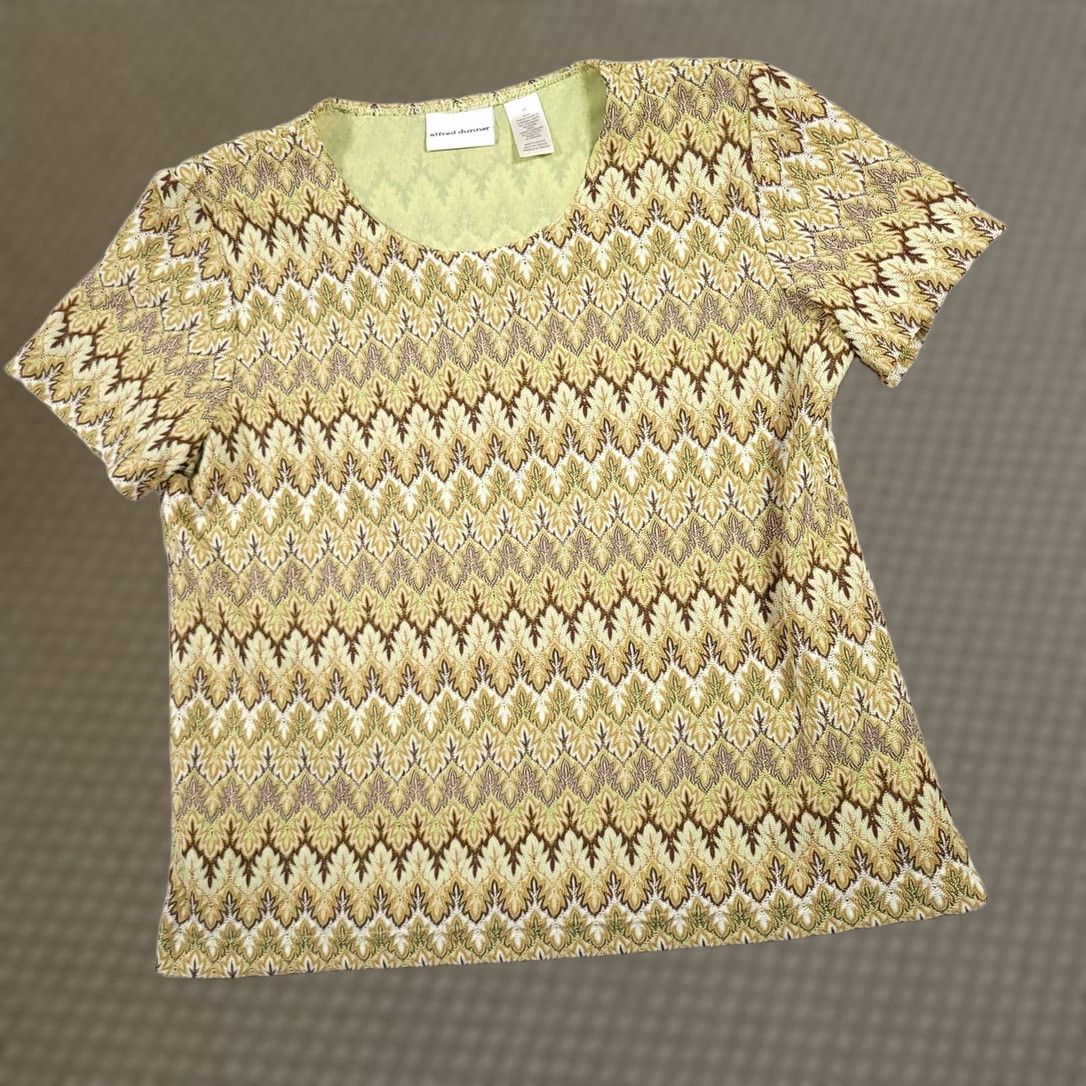 Vintage VINTAGE Alfred Dunner Shirt Women's Medium Short Sleeve Knit Lined Boho Green Womens Medium Short Sleeve Knit Lined Boho Green Size M / US 6-8 / IT 42-44 - 1 Thumbnail