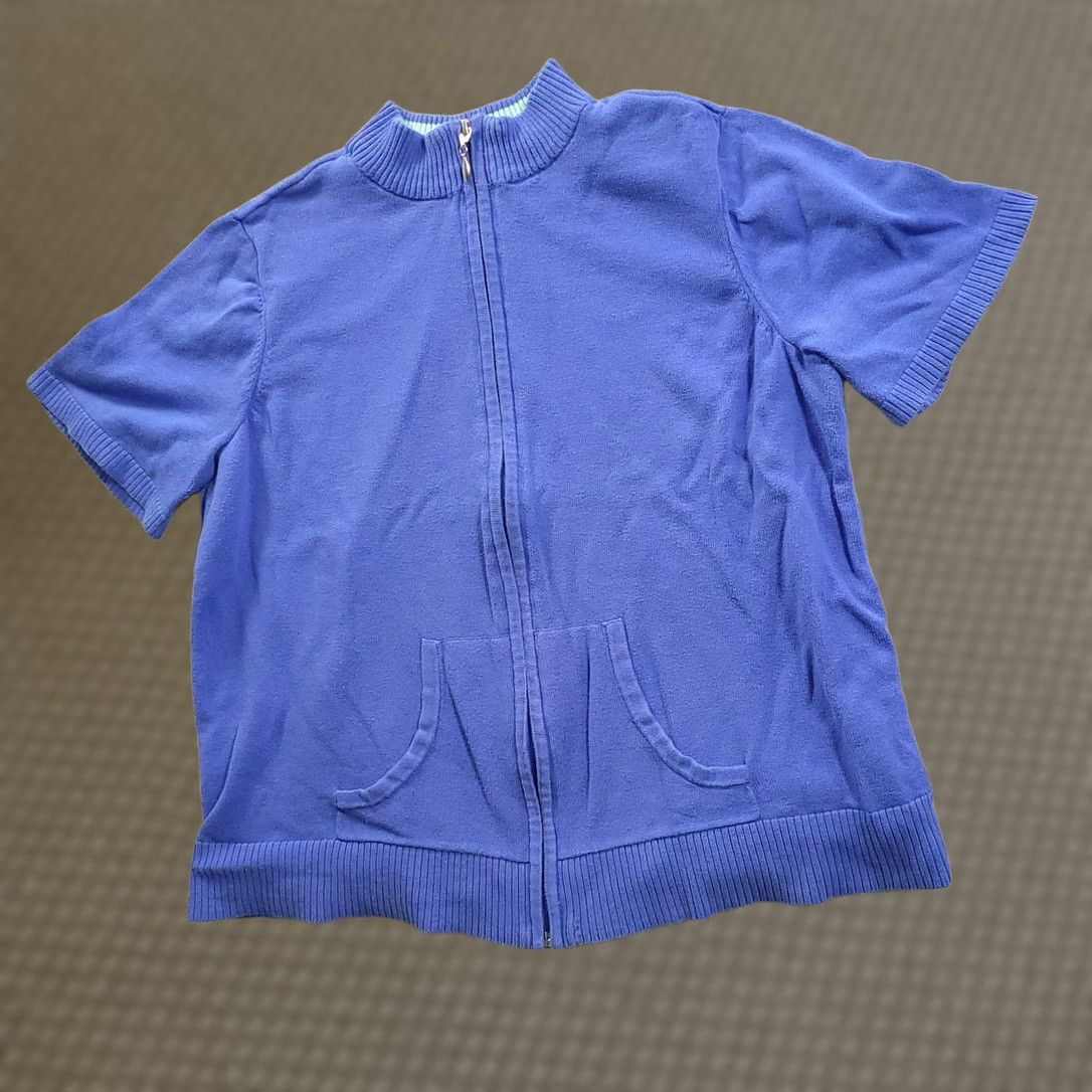 Vintage Christopher & Banks Womens 0X Blue Knit Sweater Mock Layer Zip Up Tank Jacket Variety Size XL / US 12-14 / IT 48-50 - 1 Thumbnail