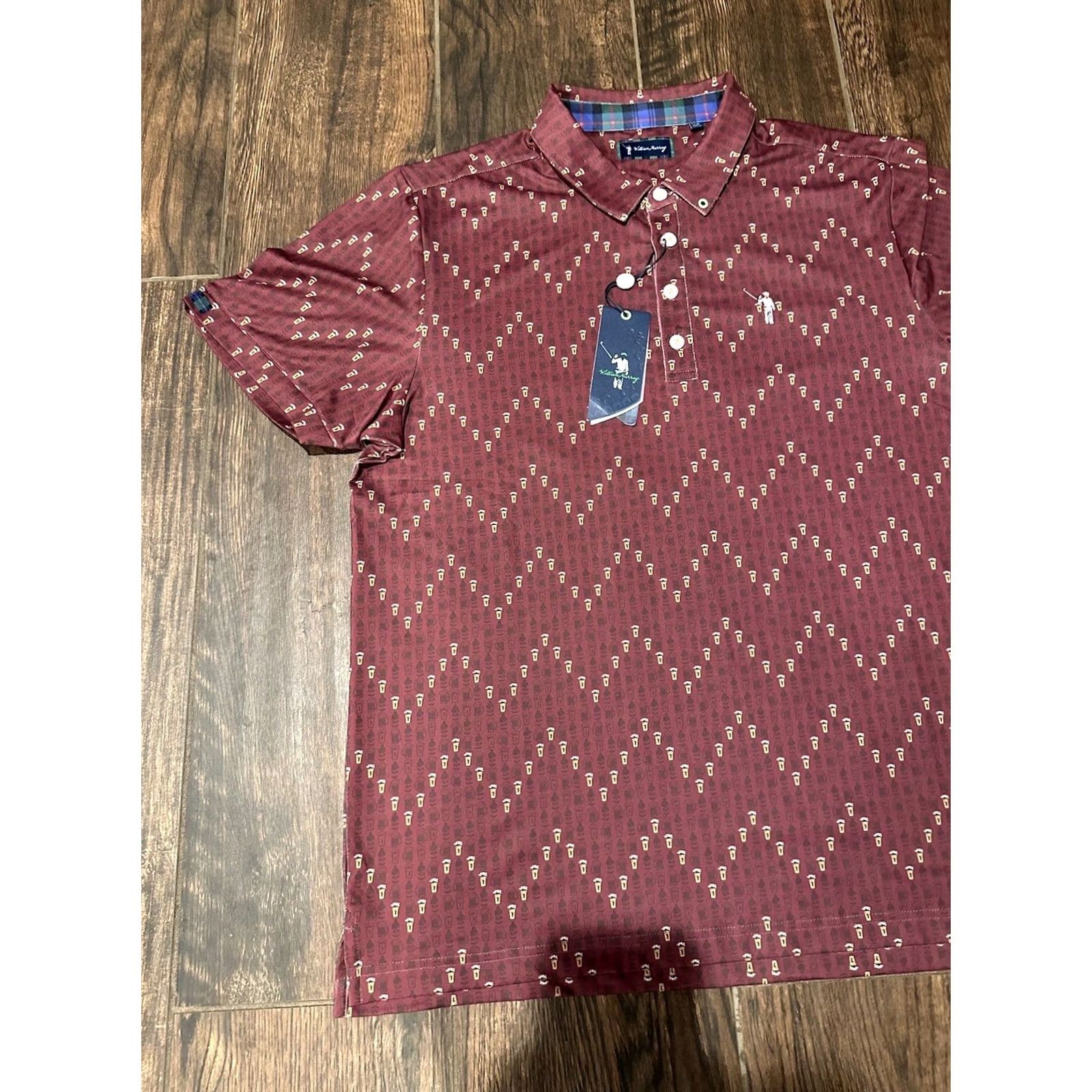 Vintage NWT William Murray Polo Shirt Mens Large Red Golf Performance Beer Mug Brew Shirt Size US L / EU 52-54 / 3 - 3 Thumbnail