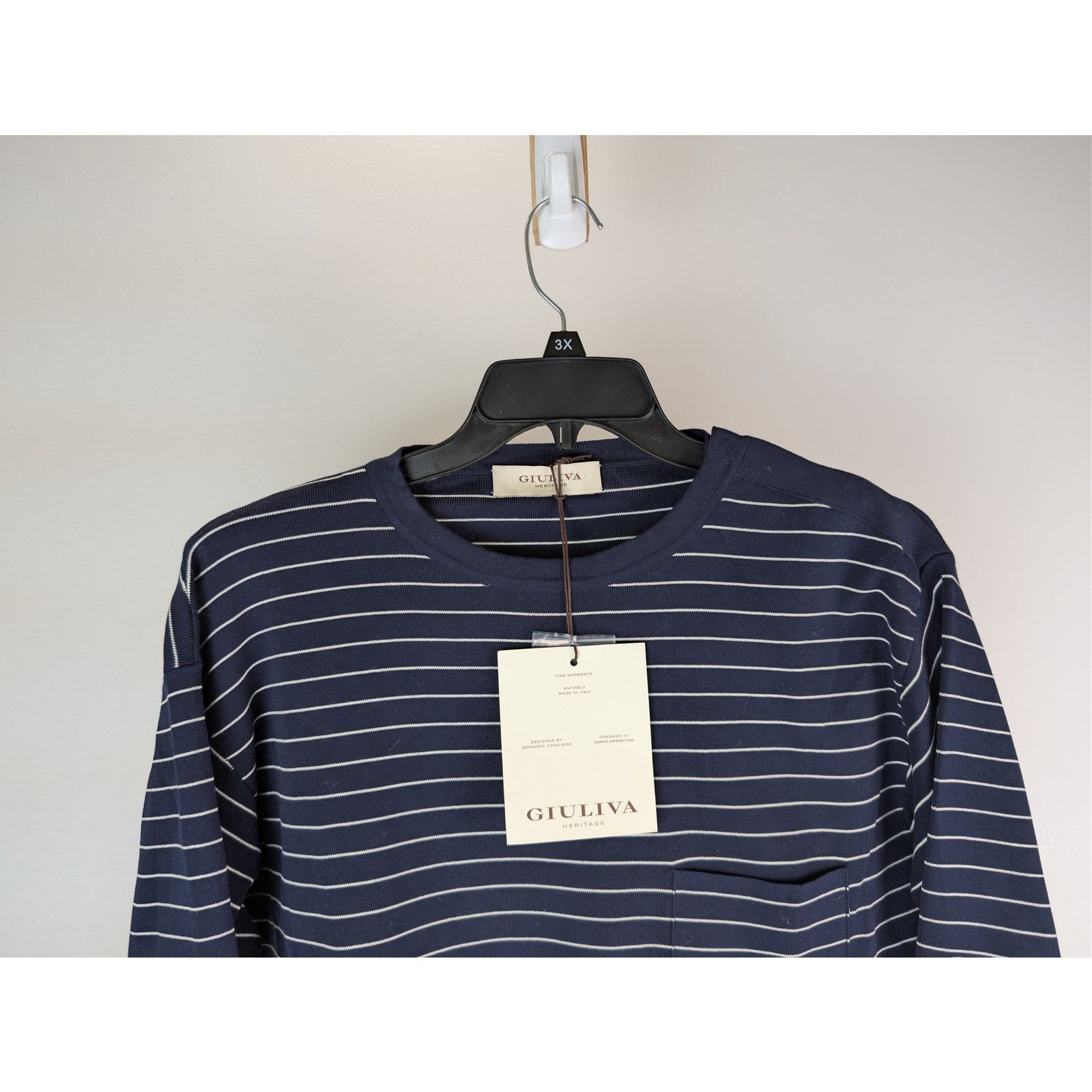 Other o1rshd1 CC20 Giuliva Round Collar Striped Sweater Blue/White Size US M / EU 48-50 / 2 - 3 Thumbnail