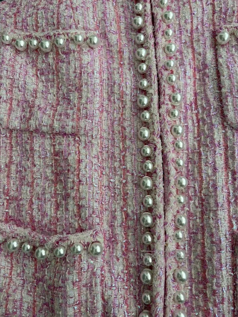 Chanel Chanel Pearl tweed pearl rolled edge pink four-pocket pear Size XS / US 0-2 / IT 36-38 - 3 Thumbnail