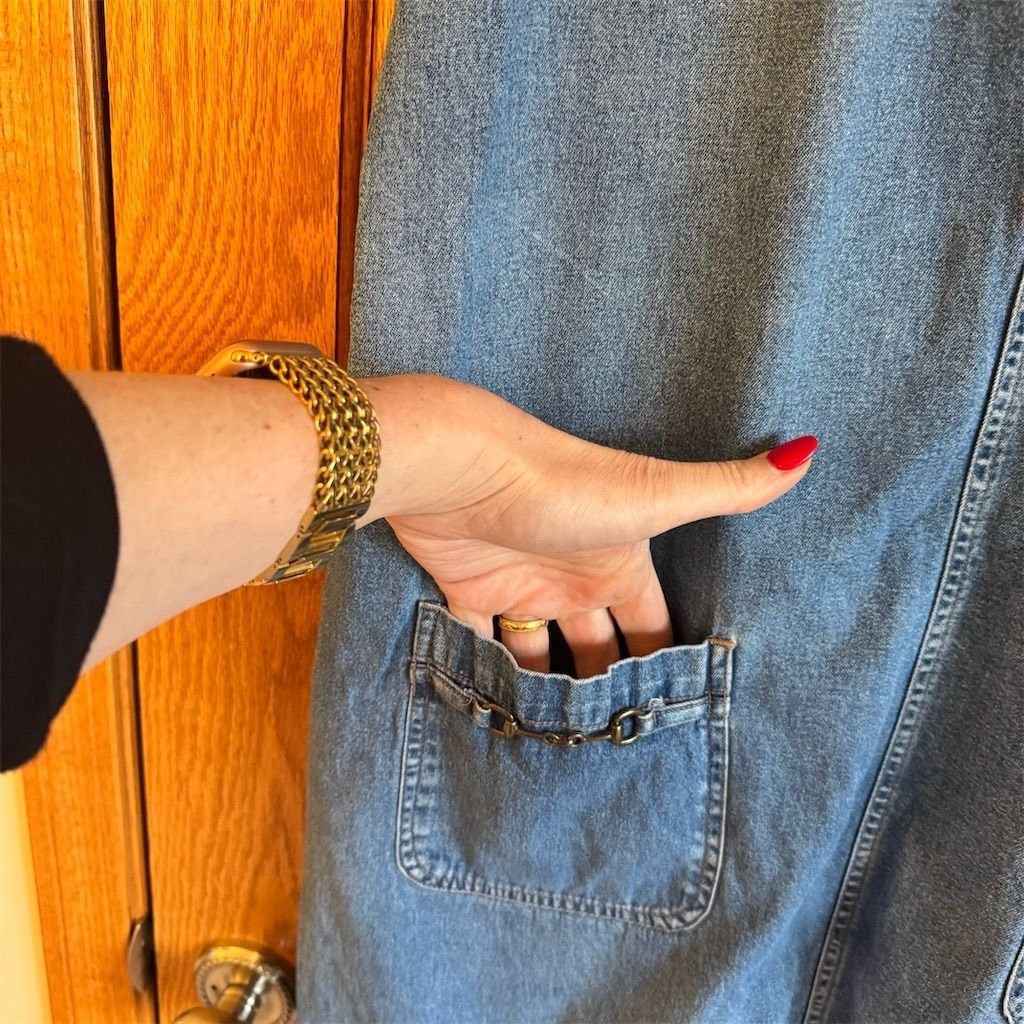 Other Vintage TY Wear Women's Blue Denim Knee Length Dress Size 1 Size XL / US 12-14 / IT 48-50 - 3 Thumbnail