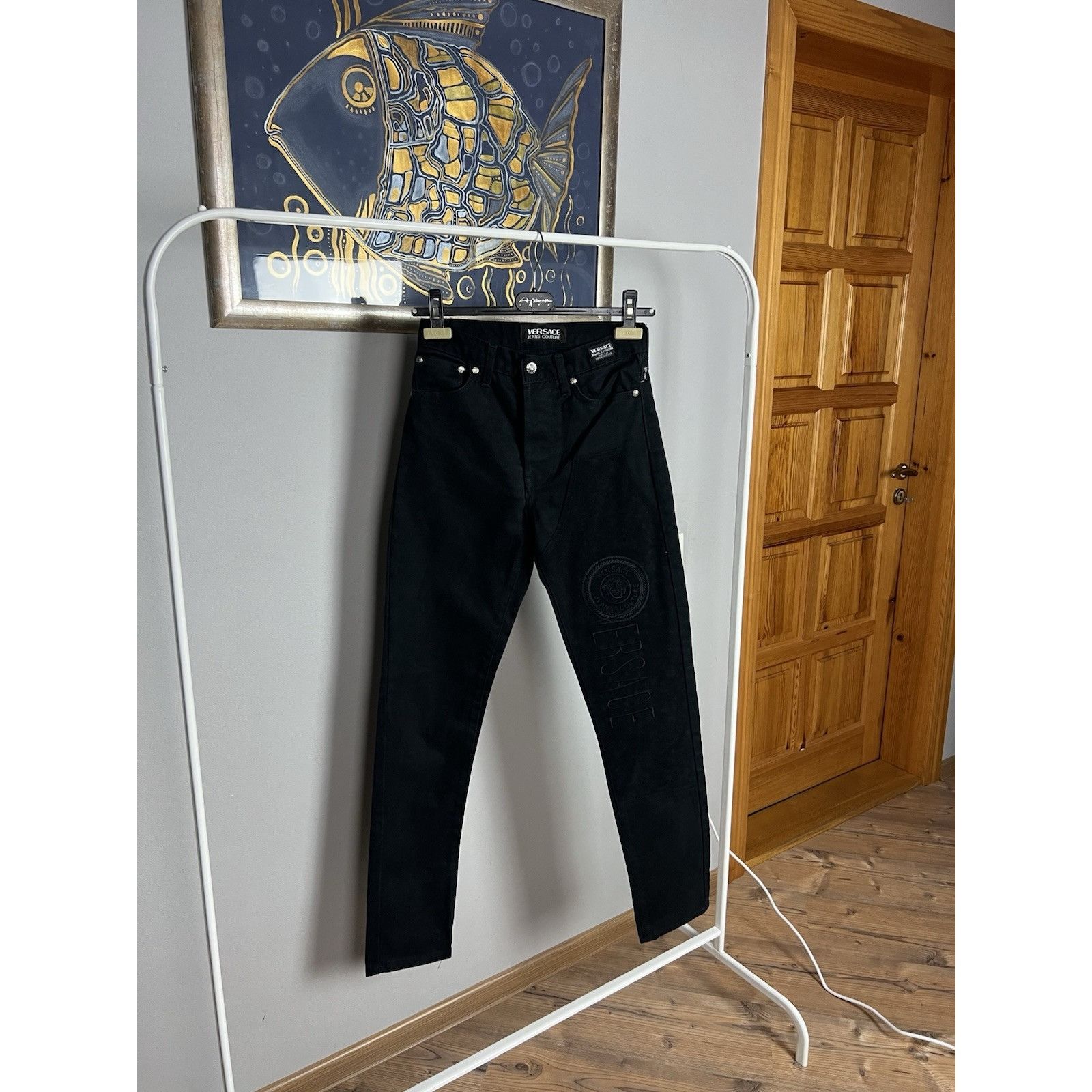 Versace Jeans Couture MINT! Versace Big Logo Vtg Women`s Moms Black Oversized Jean Size 26" / US 2 / IT 38 - 4 Thumbnail