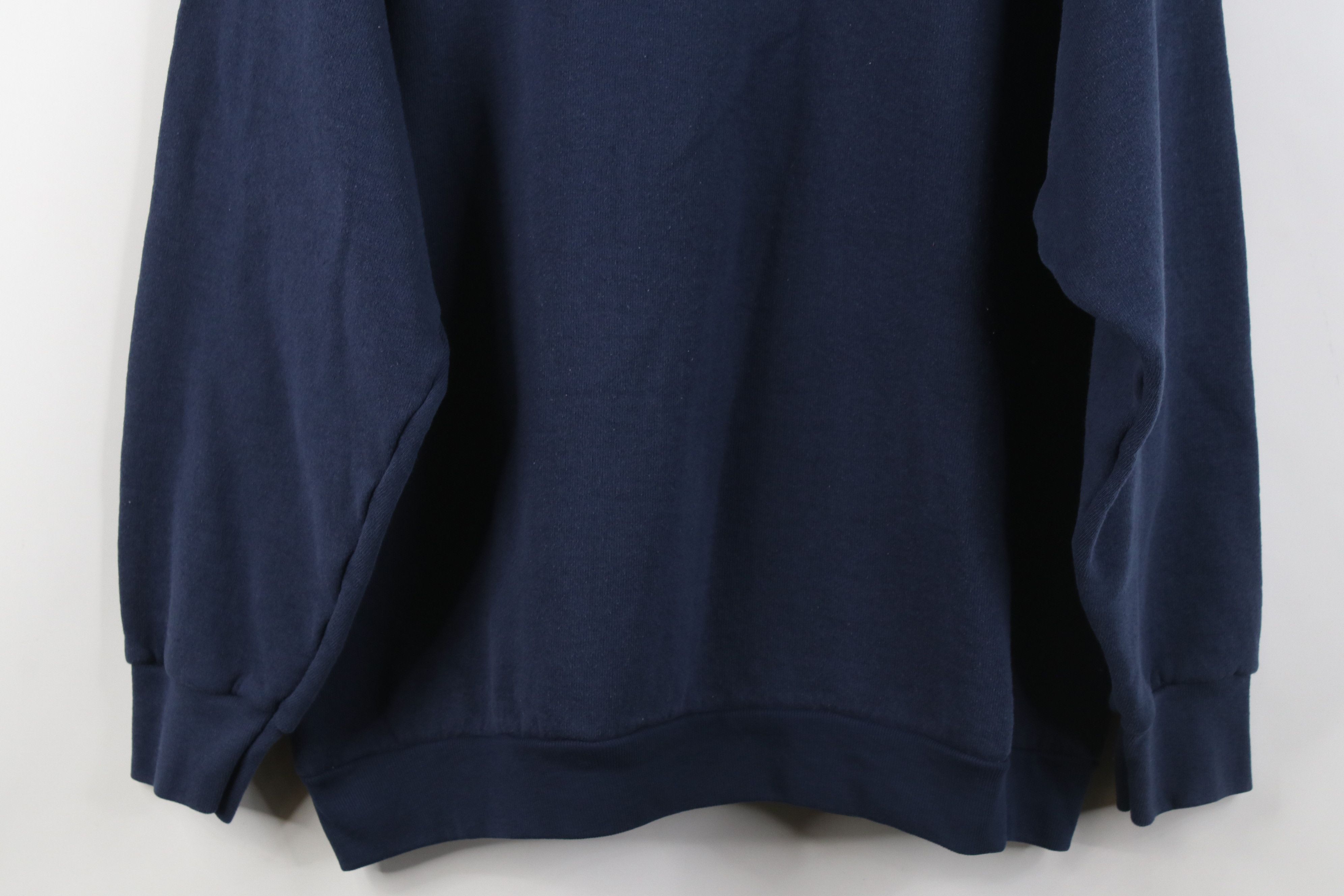 Vintage Vintage 90s Streetwear Blank Crewneck Sweatshirt Navy Blue Size L / US 10 / IT 46 - 10 Thumbnail