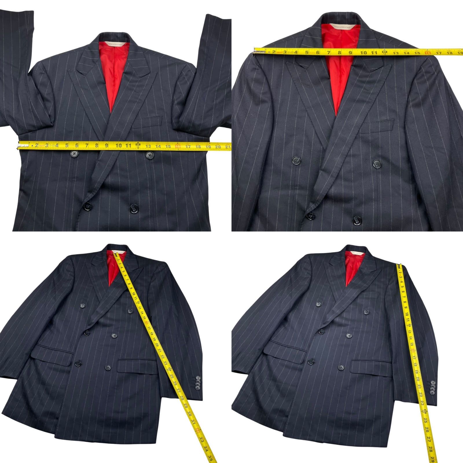 Vintage Samuelsohn Blazer Navy Pinstripe 37R Wool Double Breasted DB Gable Flannel Men’s 6-Button Vintage? Not Vintage Size 36R - 8 Thumbnail