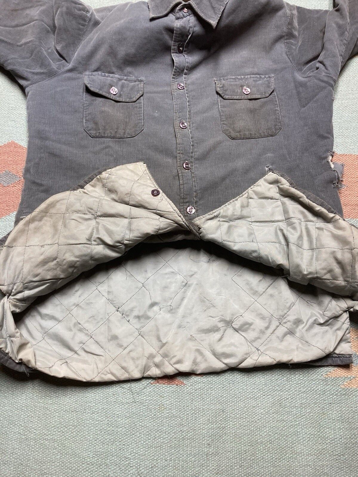Vintage VTG 70s corduroy shirt jacket insulated Kmart distr cotton L Size US L / EU 52-54 / 3 - 15 Thumbnail