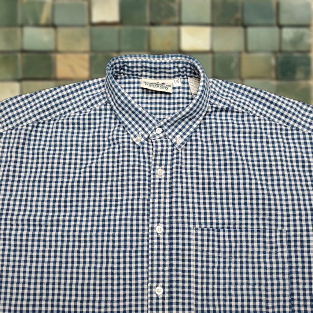 Northern Reflections VINTAGE Northern Reflections Shirt Mens L Blue Gingham Check Long Sleeve Shirt Canada Size US L / EU 52-54 / 3 - 1 Thumbnail