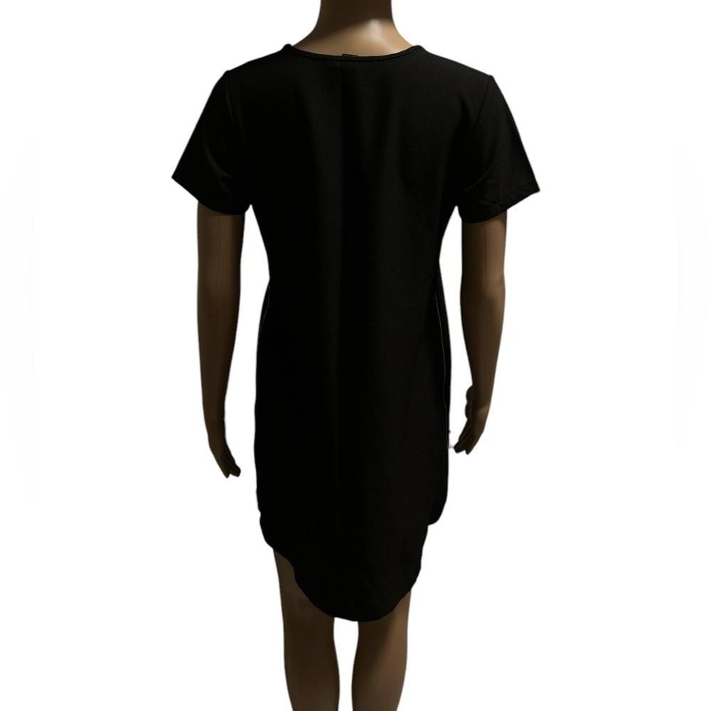 Designer REVAMPED Black T-Shirt Dress with Side Zips Size XS / US 0-2 / IT 36-38 - 4 Thumbnail