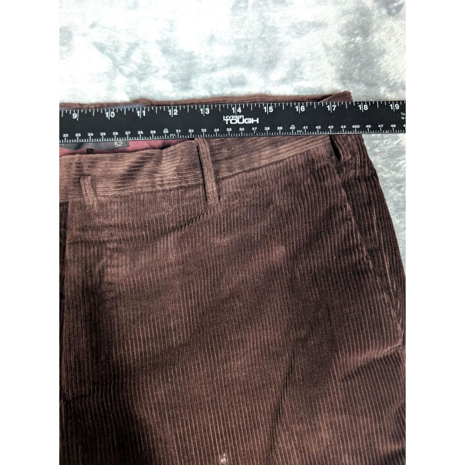 Vintage PT01 Corduroy Pants Mens 34 Regular Brown Flat Front Straight Leg Cuffed Pockets Zip Button Leather? No label Size US 34 / EU 50 - 2 Thumbnail
