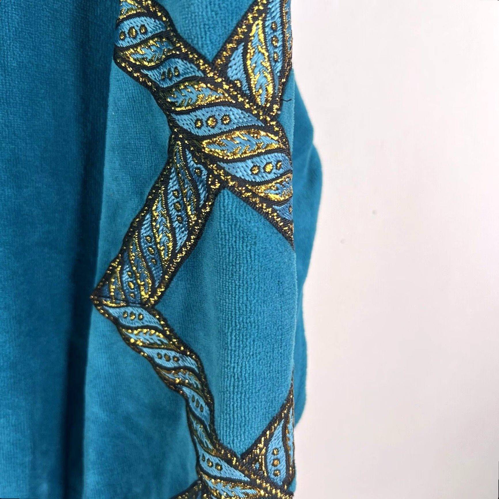 Vintage VINTAGE Southern Stitches Metallic Embroidered Jacket Womens S/M Turquoise 90s Casual Size S / US 4 / IT 40 - 4 Thumbnail