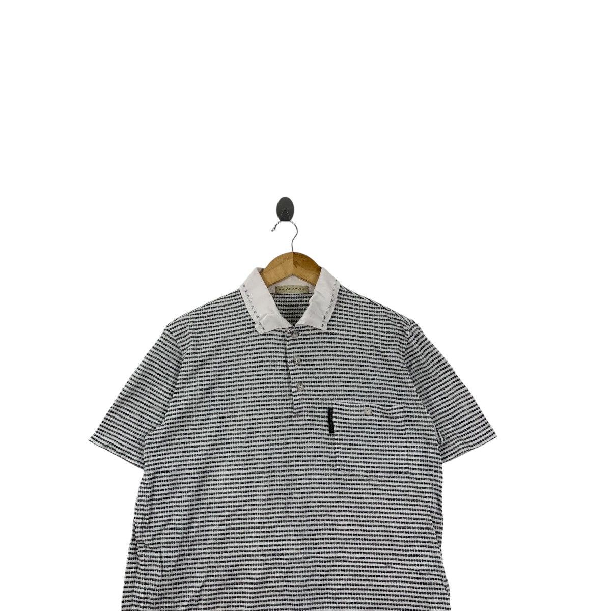 Other RAIKA STYLE Design Black White Micro Stripe Polo Tee Shirt Size US M / EU 48-50 / 2 - 2 Thumbnail