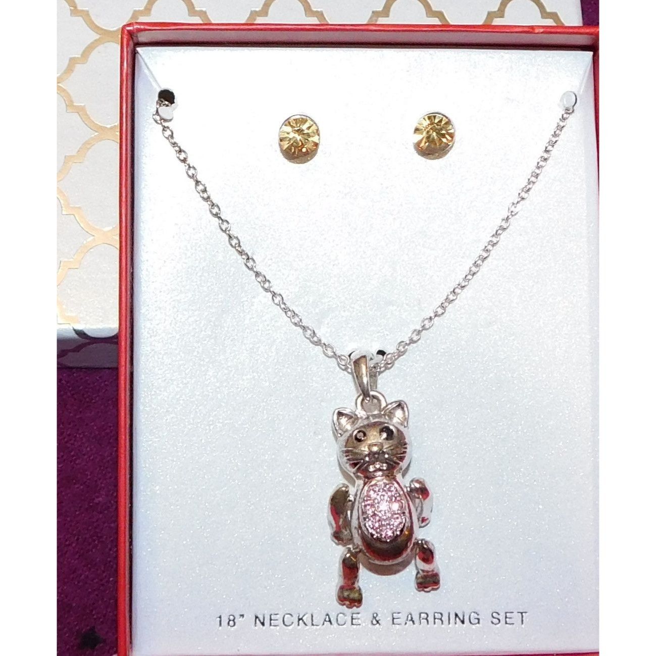 Other Articulated Cat Necklace And Earring Set Size ONE SIZE - 6 Thumbnail