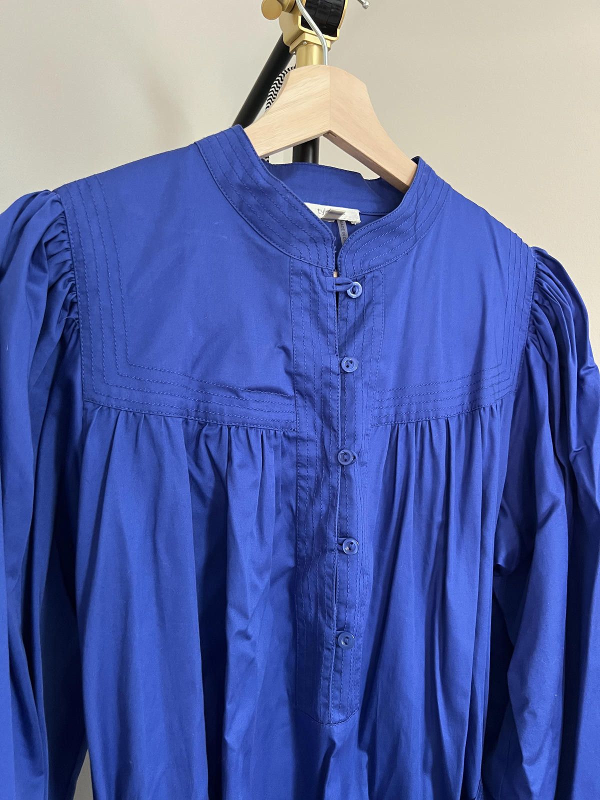 Other Tyler Boe Royal Blue Puff Sleeve Tie Waist Mini Dress Size M / US 6-8 / IT 42-44 - 2 Thumbnail