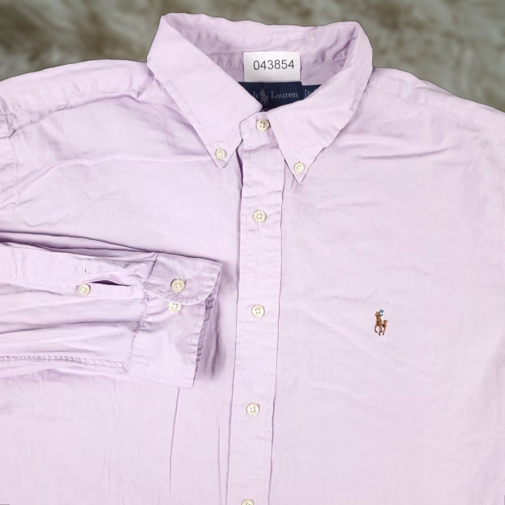 Ralph Lauren Ralph Lauren Dress Shirt Mens 17 Purple Pony Button-Down Long Sleeve Adult Regular Cotton 17 in Mens Size 46R - 1 Thumbnail